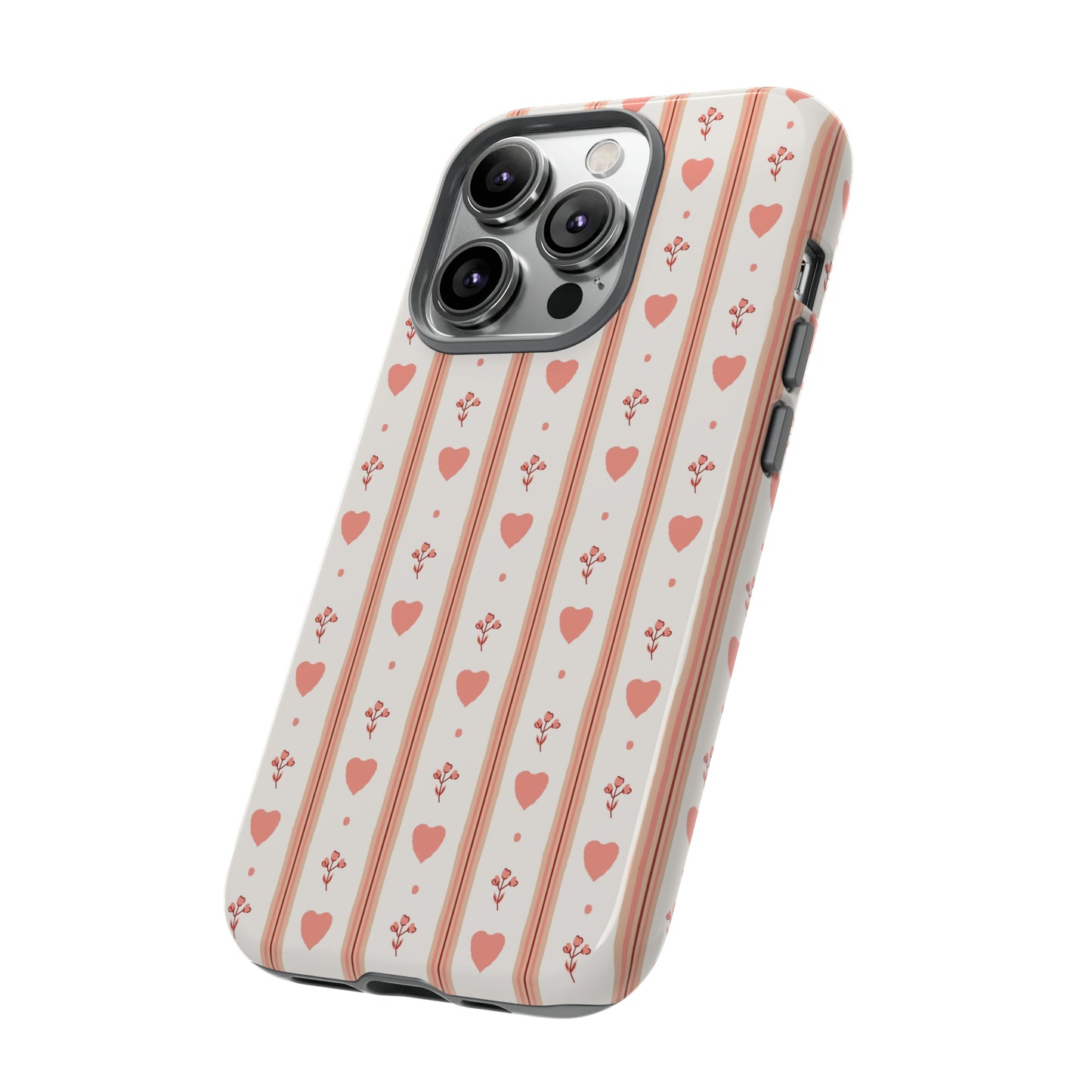 Light Pink Vintage Heart Pattern | Tough Phone Case