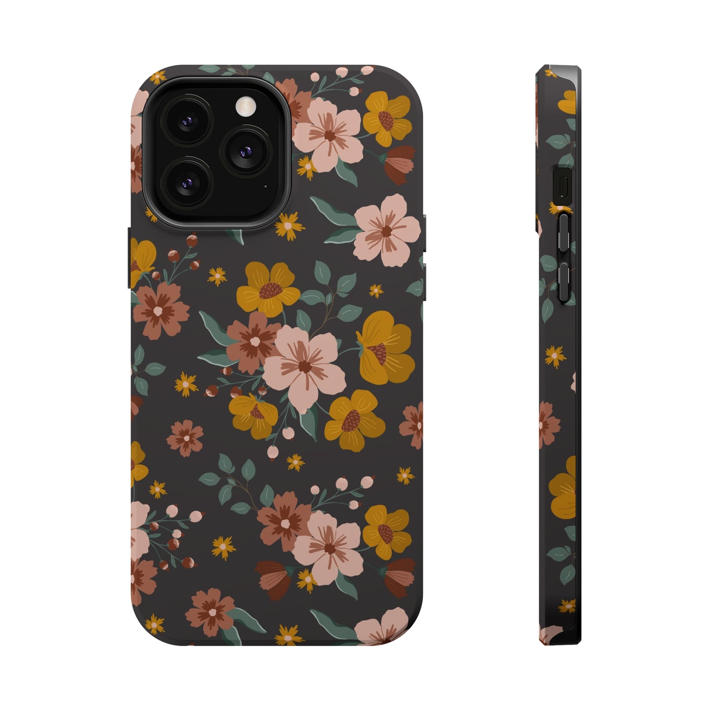 Black Faded Flowers | MagSafe Phone Cases