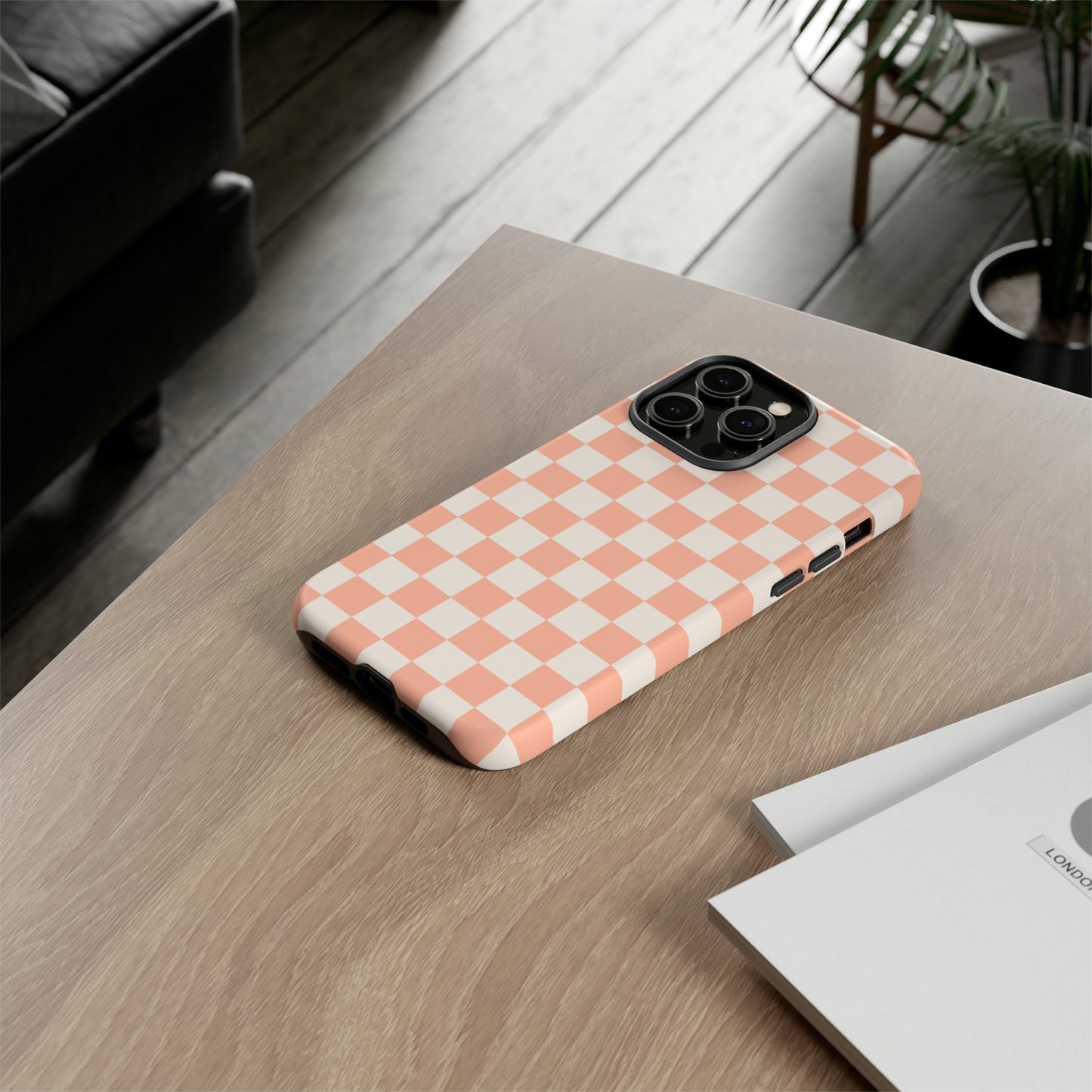 Light Peach Checkers | Tough Phone Case