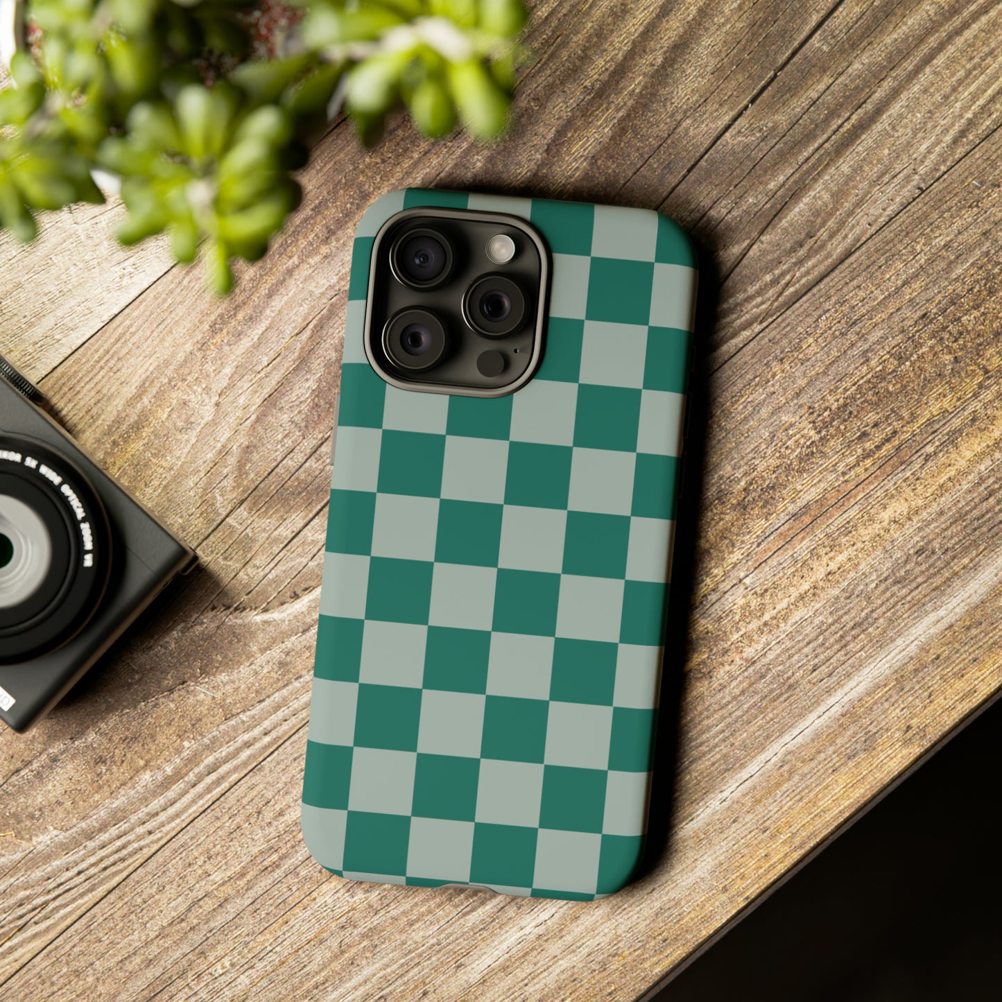 Green on Green Checkerboard | Tough Phone Case