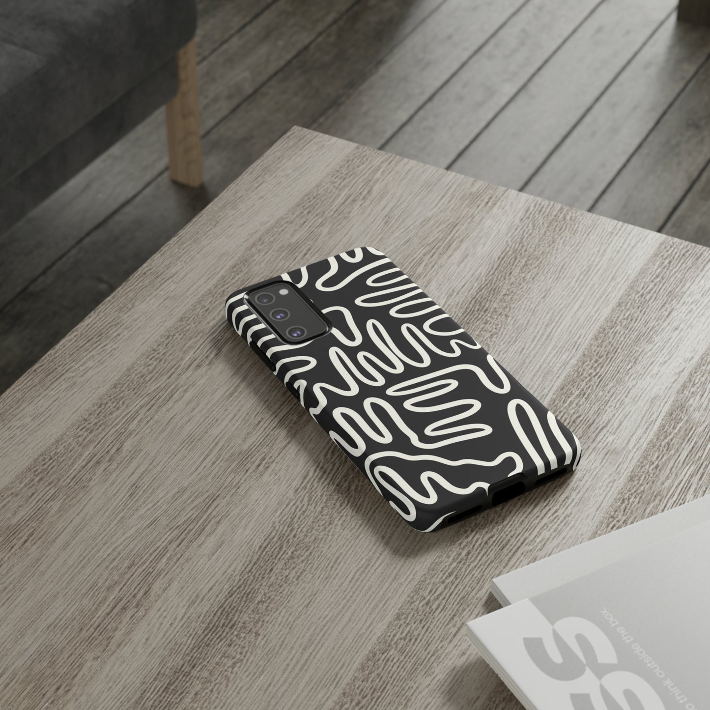 White and Black Squigles | Tough Phone Case