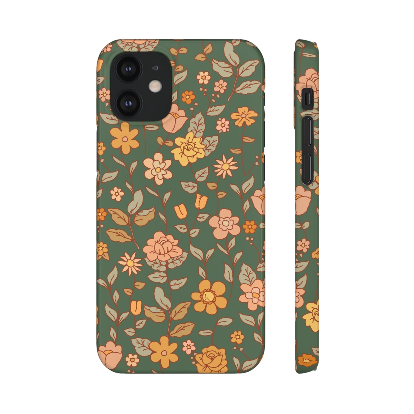 Green Old Fashioned Flowers / Snap Cases