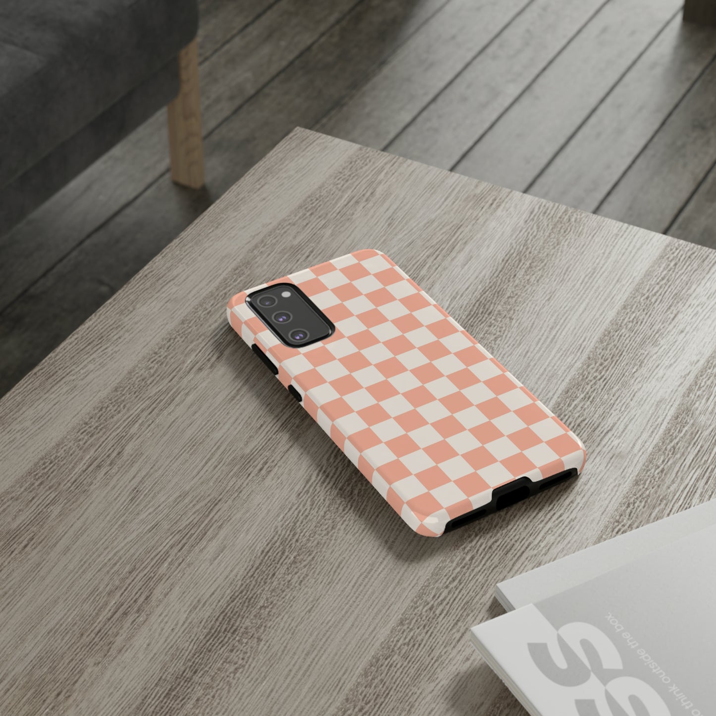 Light Peach Checkers | Tough Phone Case