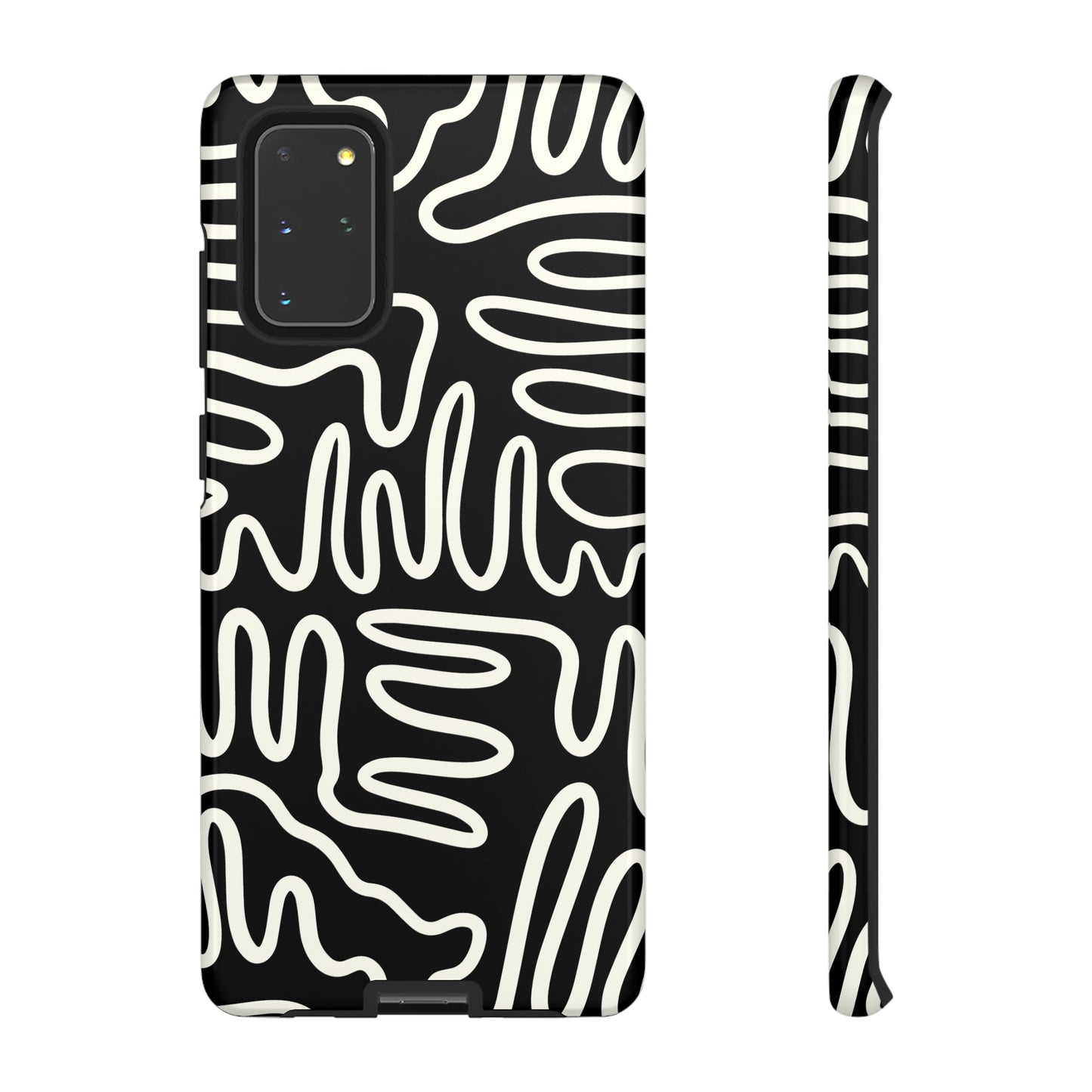 White and Black Squigles | Tough Phone Case