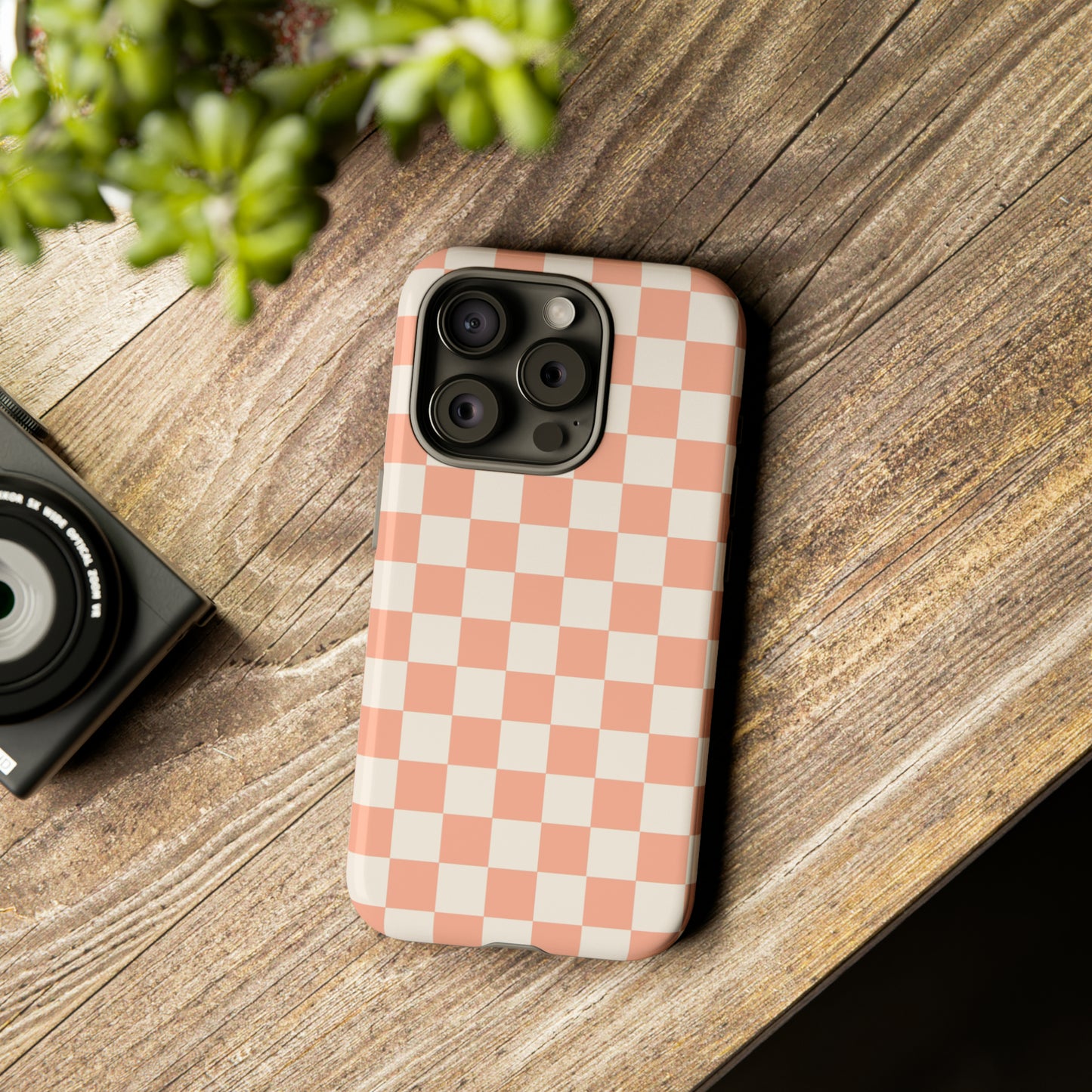 Light Peach Checkers | Tough Phone Case