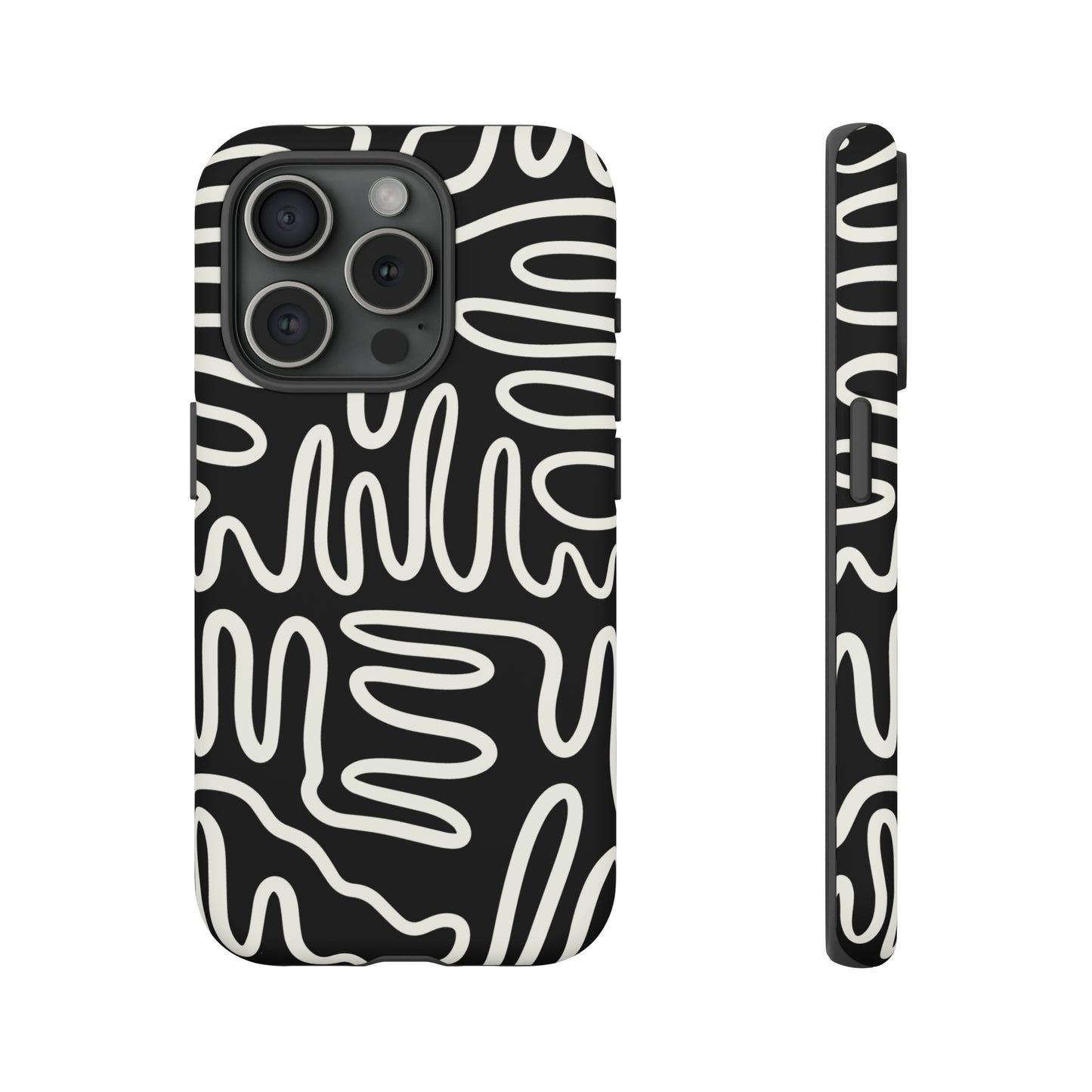 White and Black Squigles | Tough Phone Case