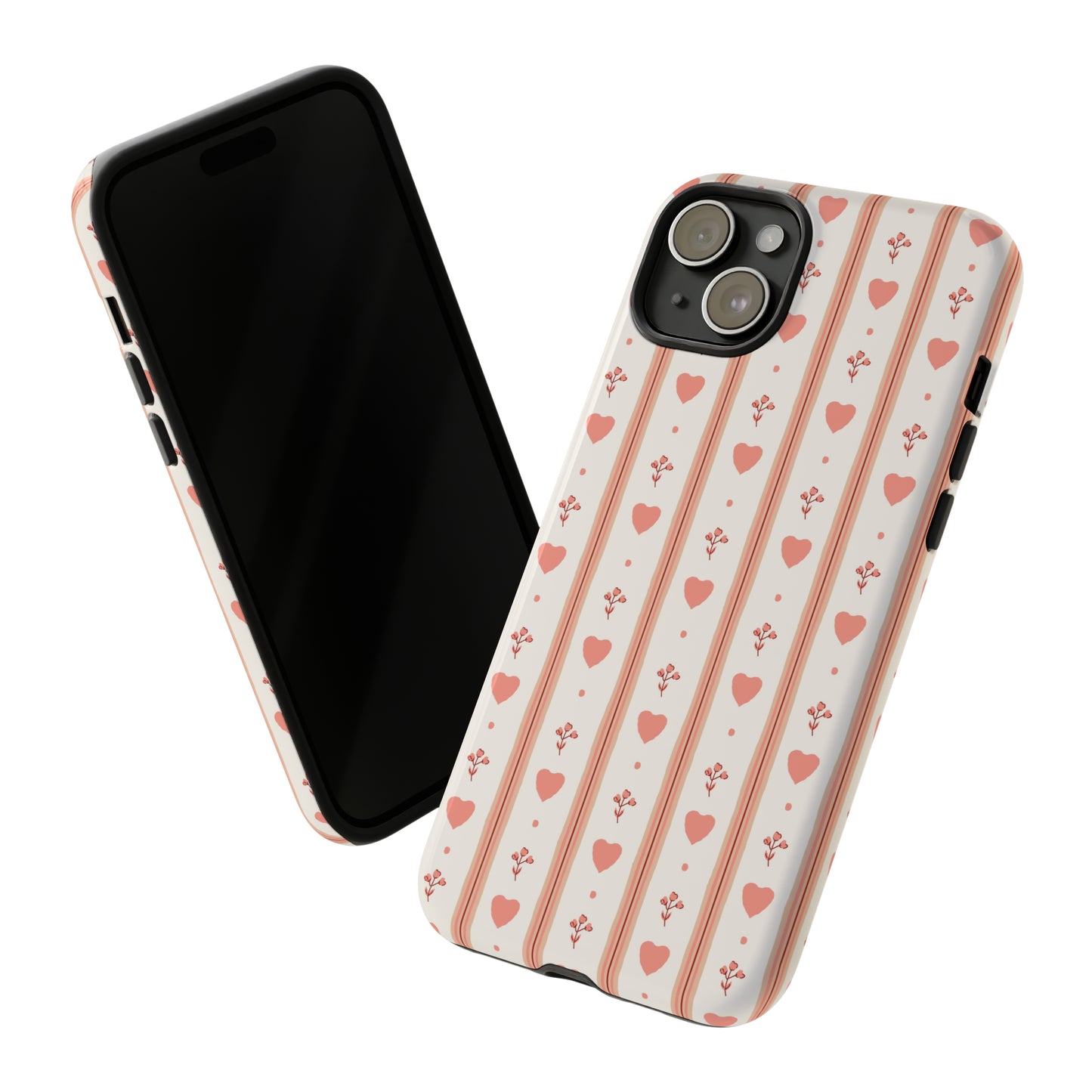 Light Pink Vintage Heart Pattern | Tough Phone Case