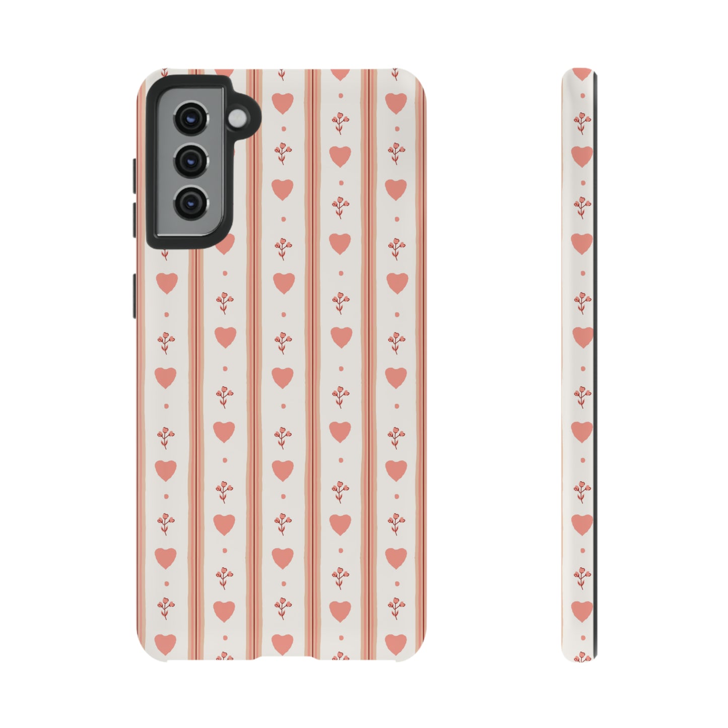 Light Pink Vintage Heart Pattern | Tough Phone Case