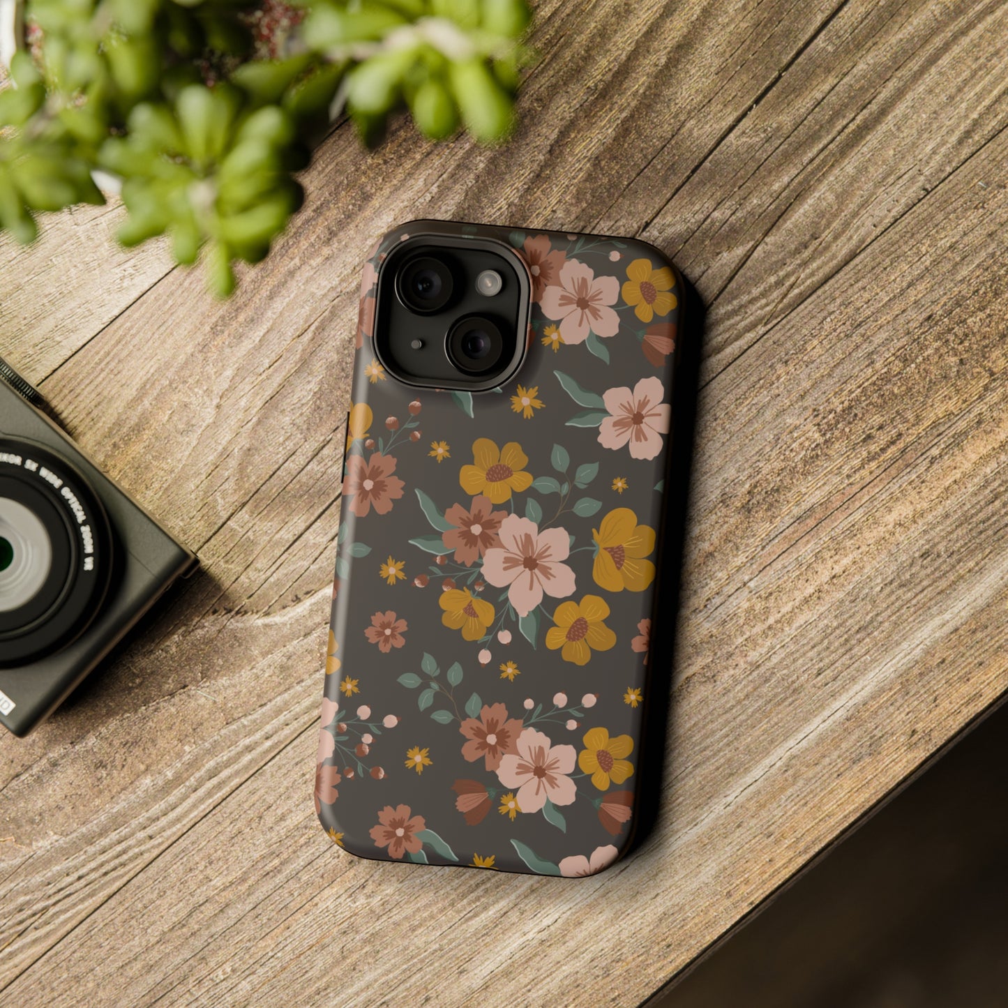 Black Faded Flowers | MagSafe Phone Cases