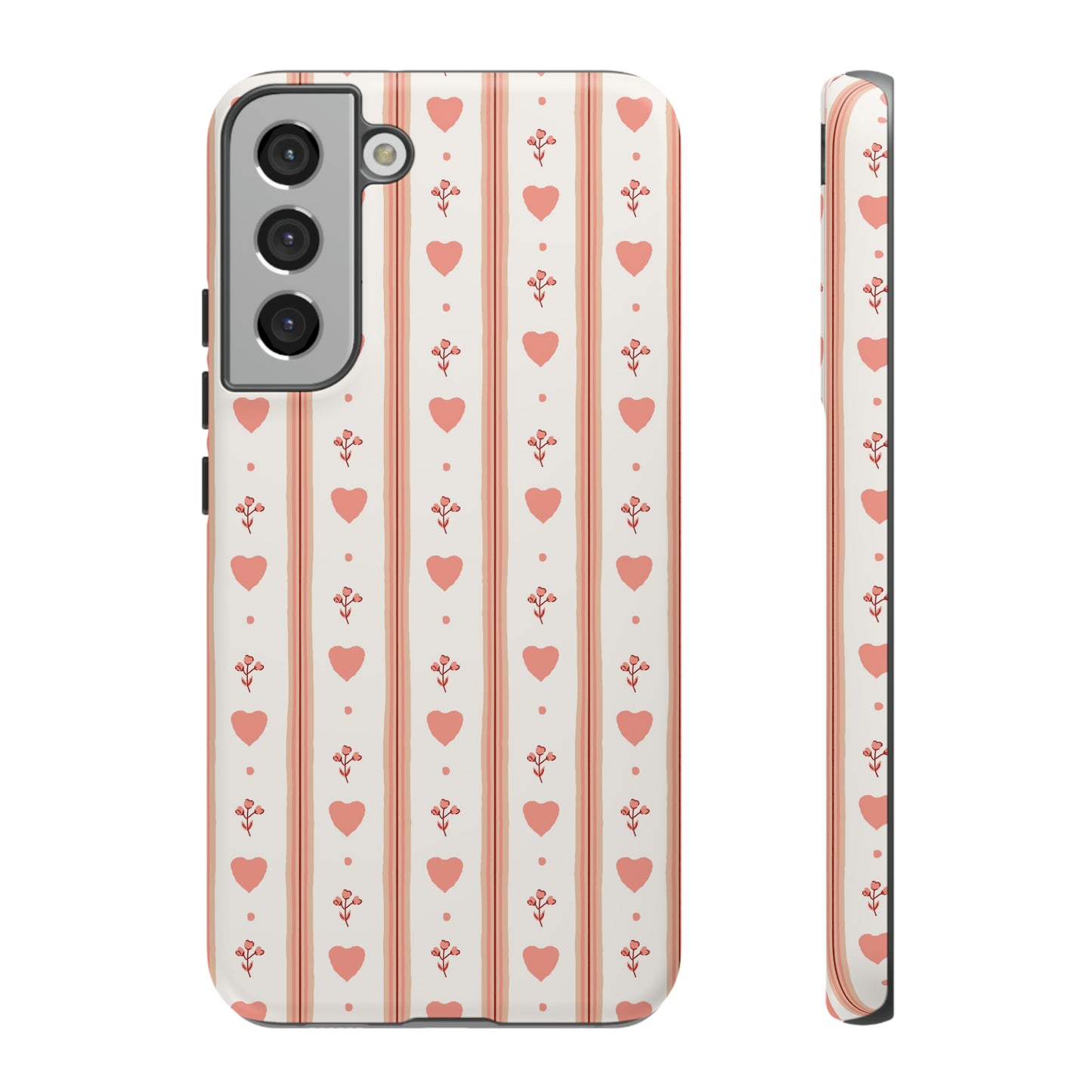 Light Pink Vintage Heart Pattern | Tough Phone Case