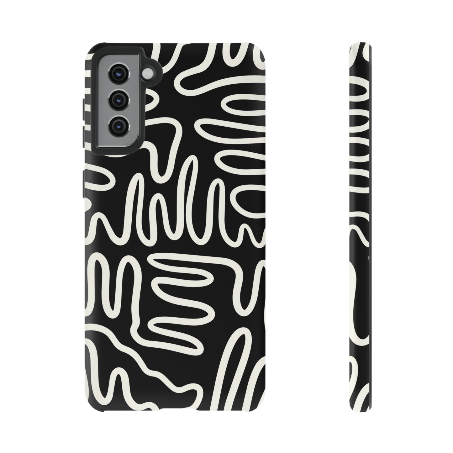 White and Black Squigles | Tough Phone Case