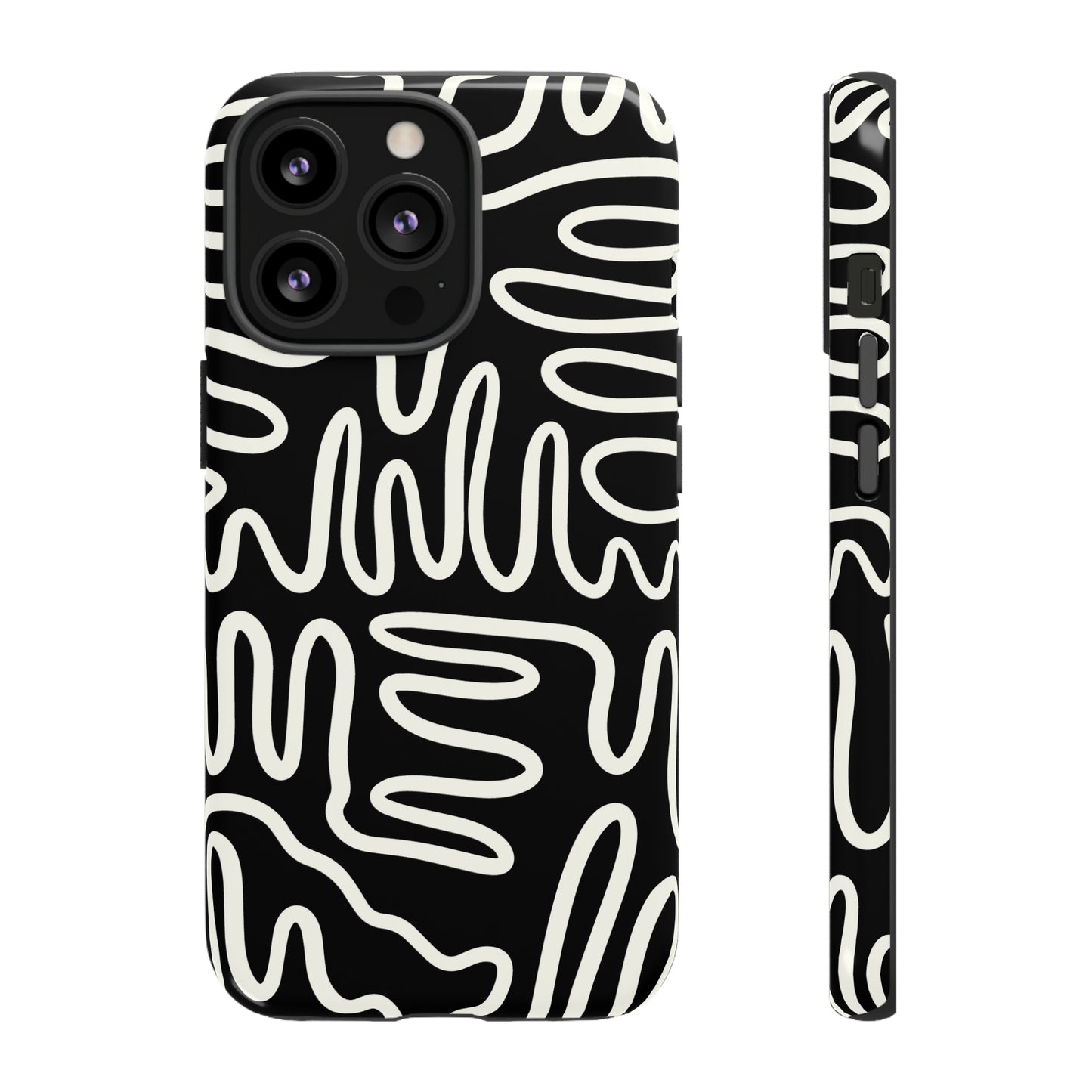 White and Black Squigles | Tough Phone Case