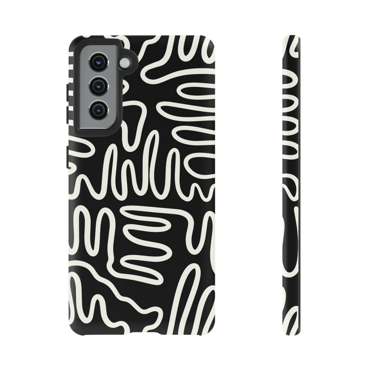 White and Black Squigles | Tough Phone Case