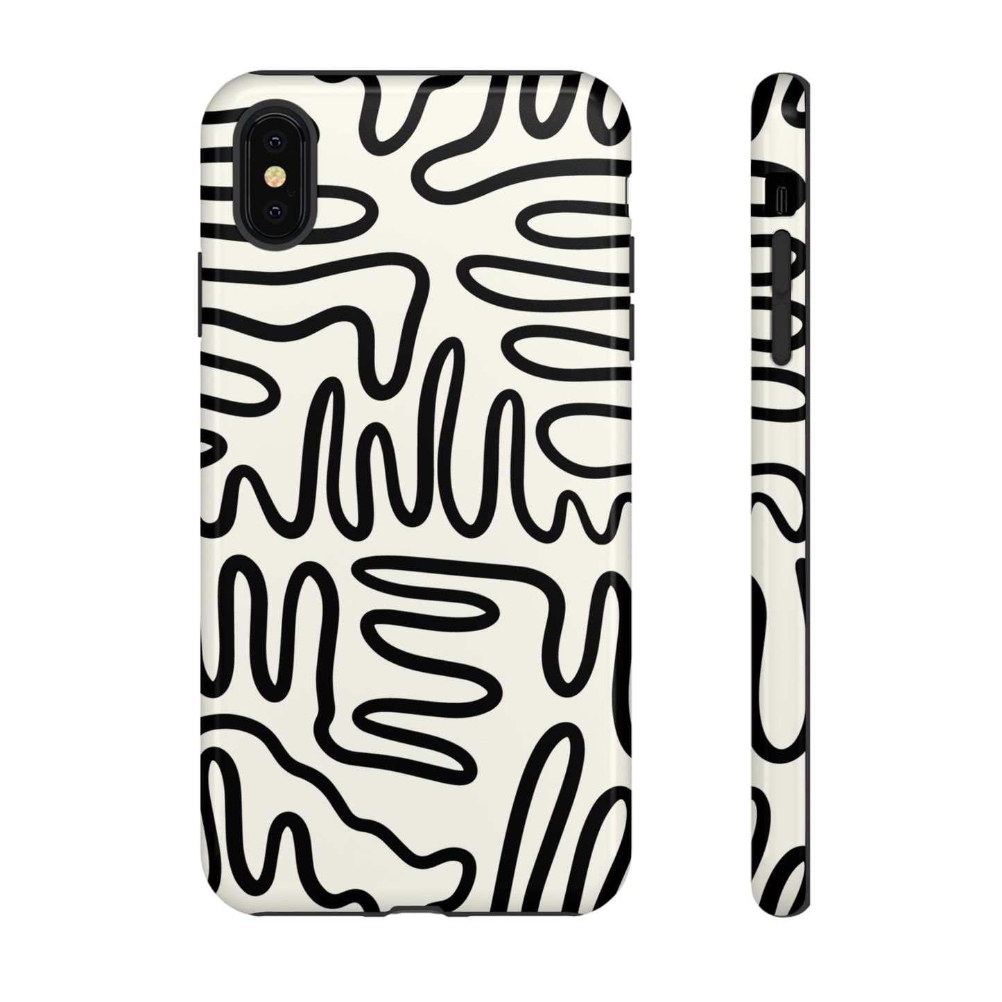 Black and White Squigles | Tough Phone Case