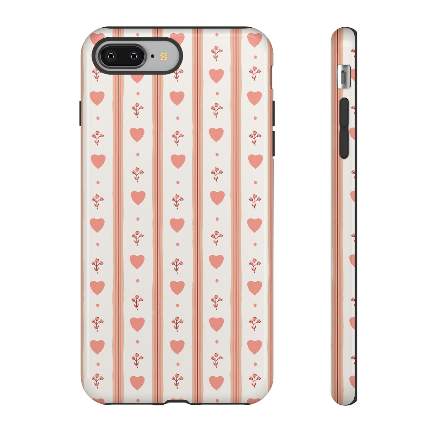 Light Pink Vintage Heart Pattern | Tough Phone Case