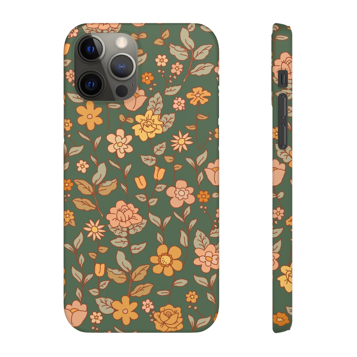 Green Old Fashioned Flowers / Snap Cases