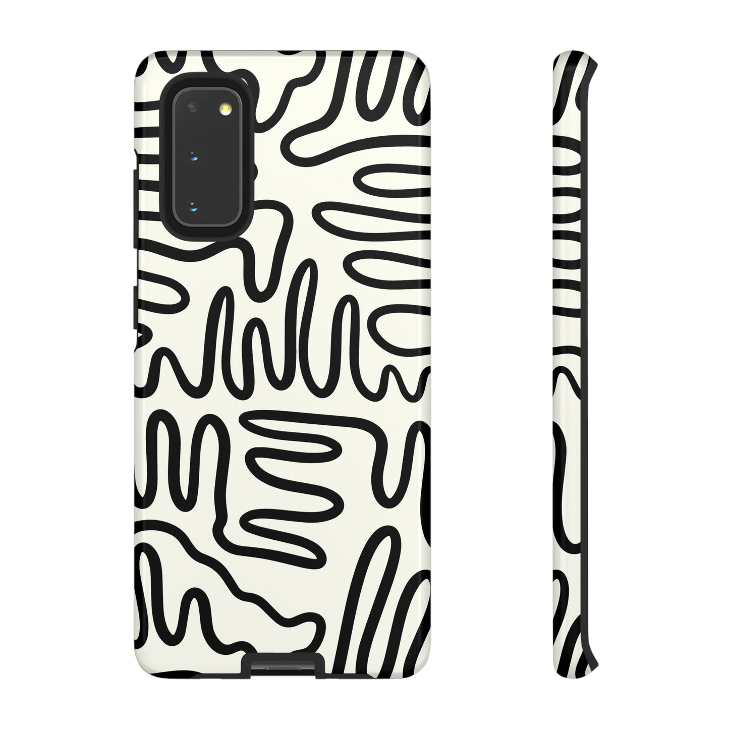 Black and White Squigles | Tough Phone Case