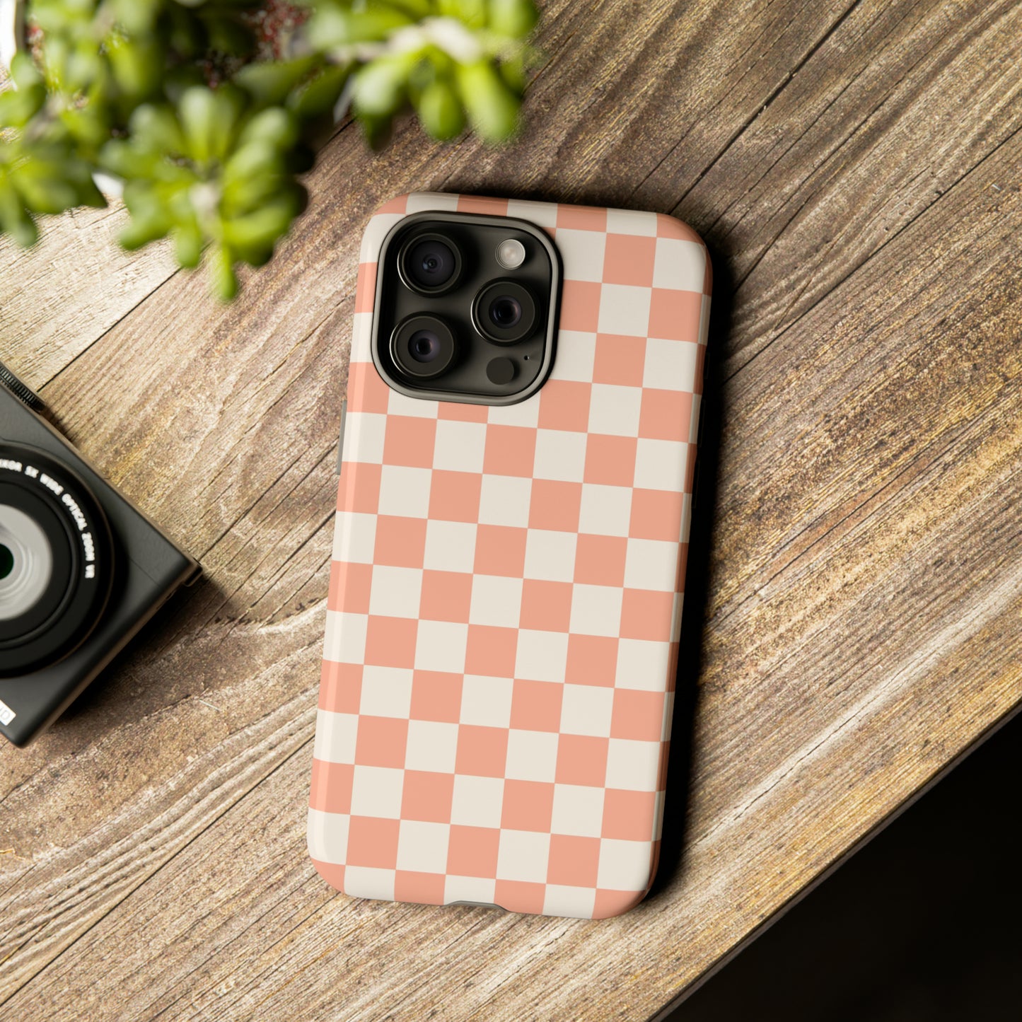 Light Peach Checkers | Tough Phone Case