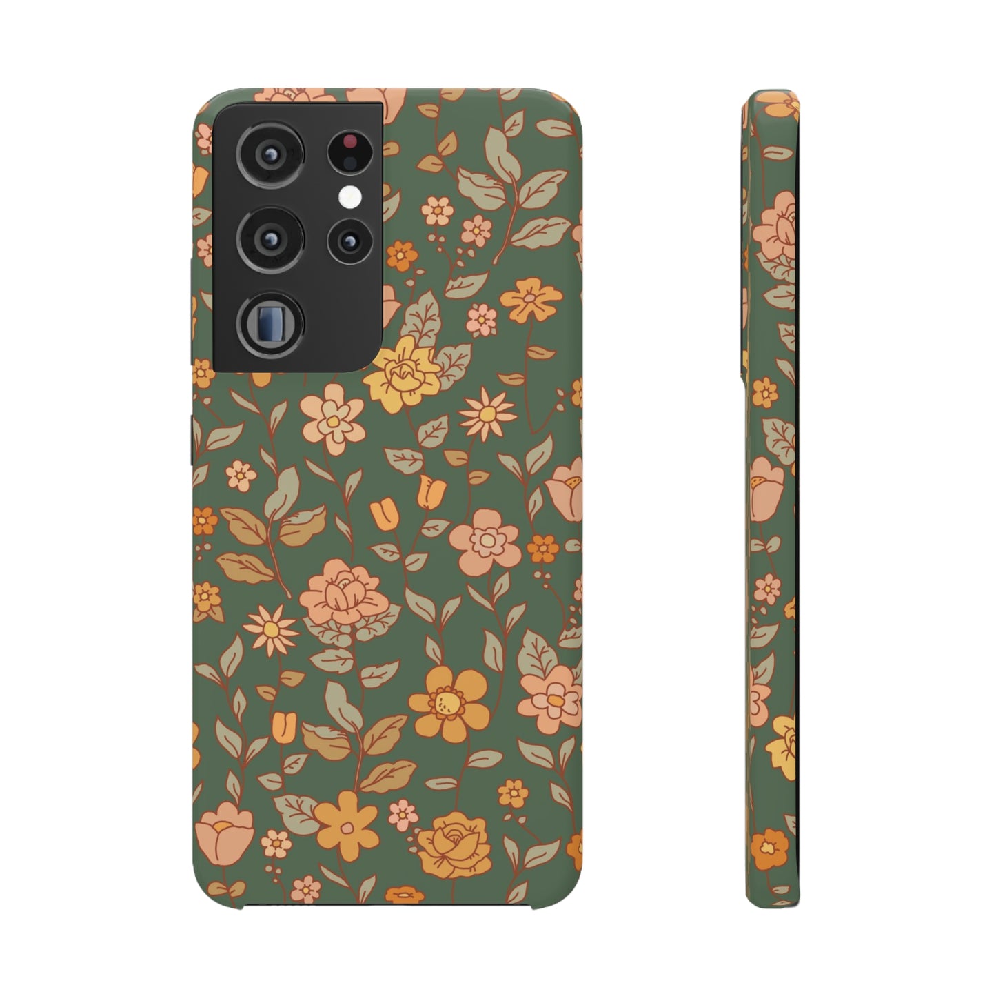 Green Old Fashioned Flowers / Snap Cases