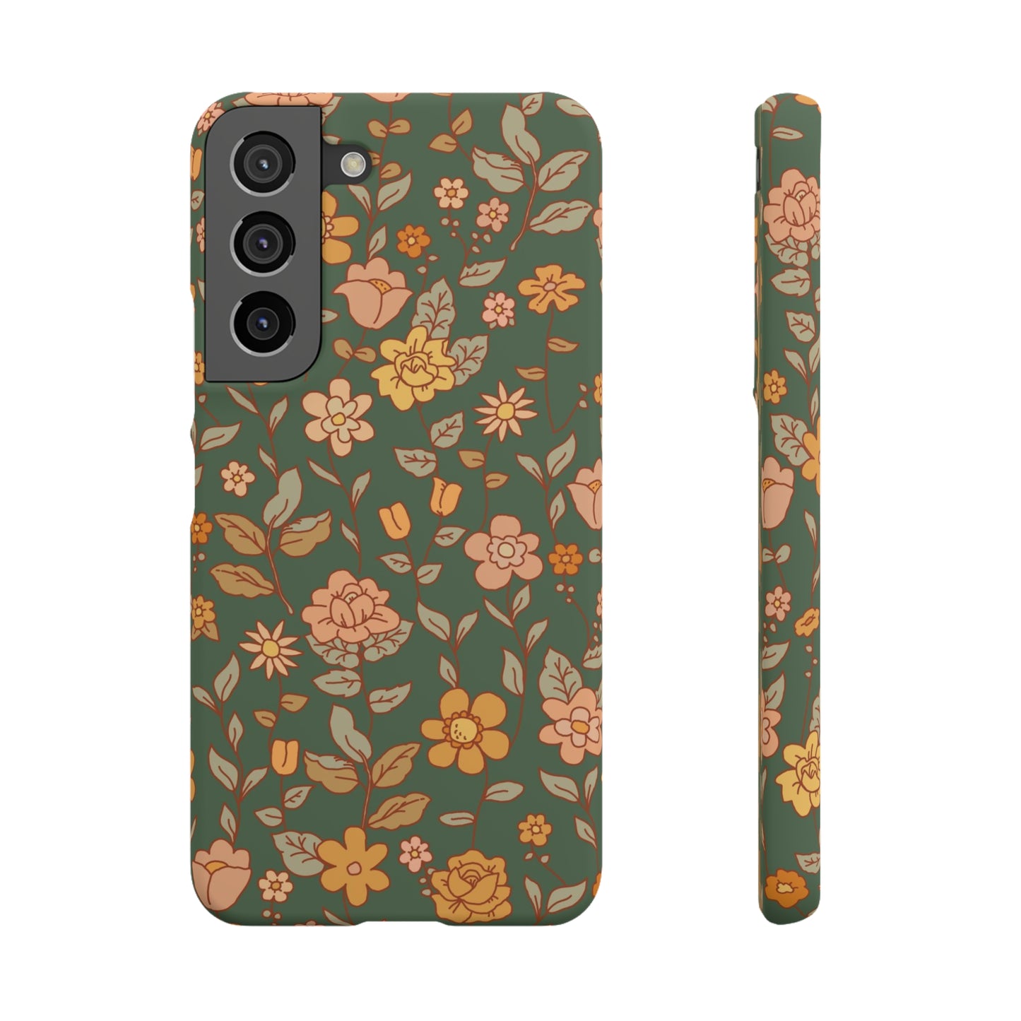 Green Old Fashioned Flowers / Snap Cases