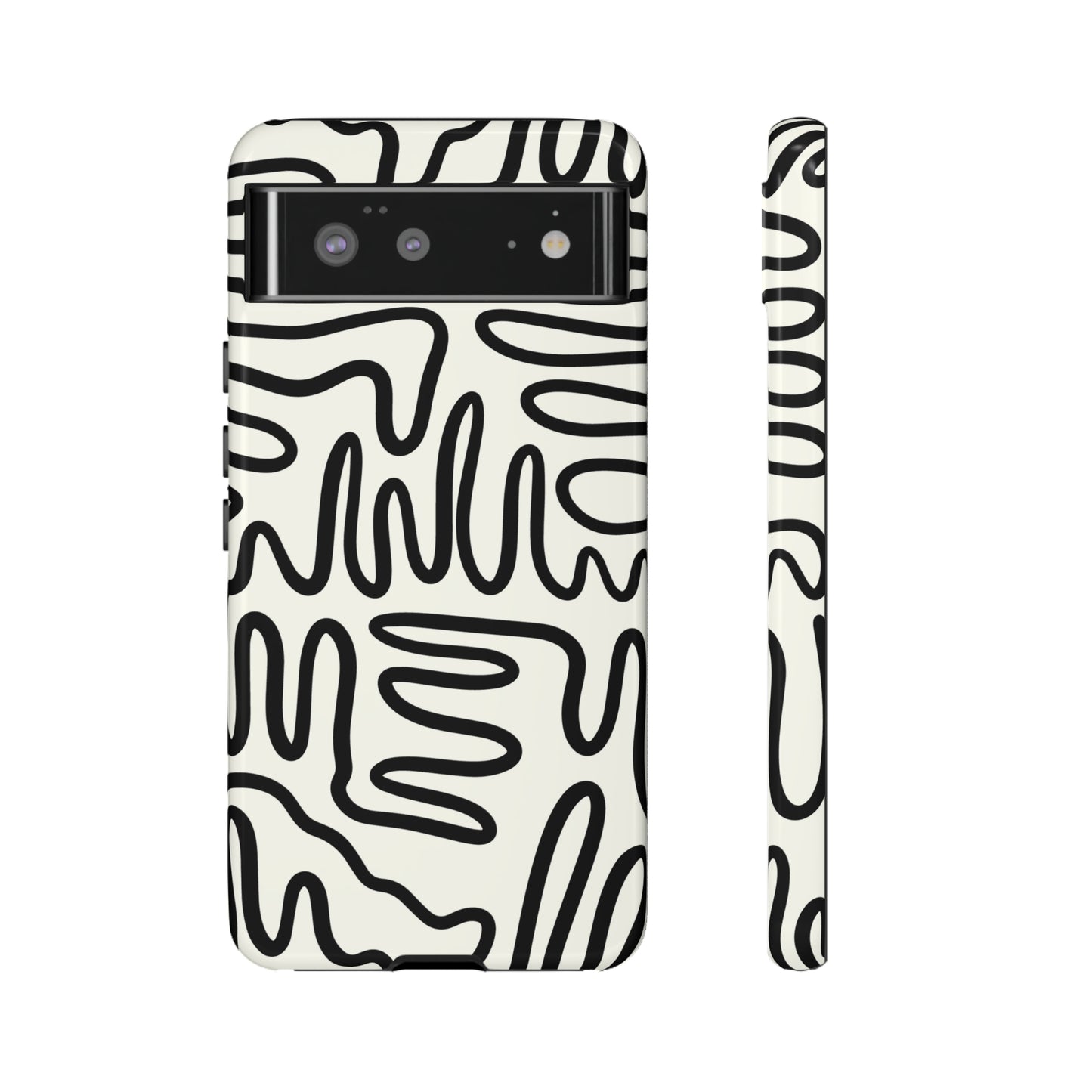 Black and White Squigles | Tough Phone Case