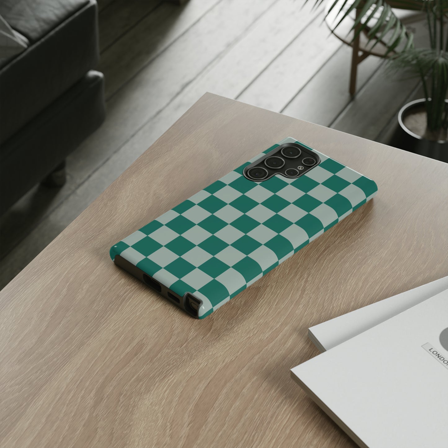 Green on Green Checkerboard | Tough Phone Case