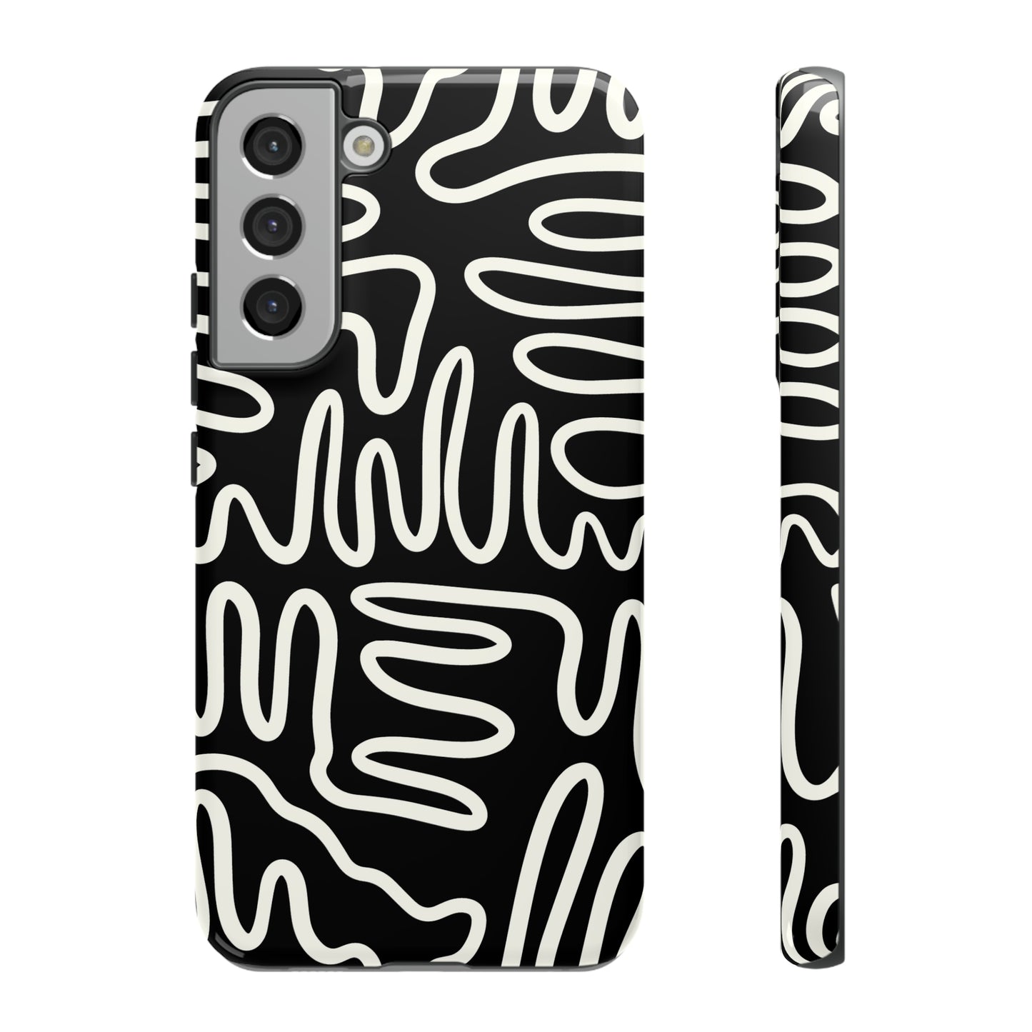 White and Black Squigles | Tough Phone Case