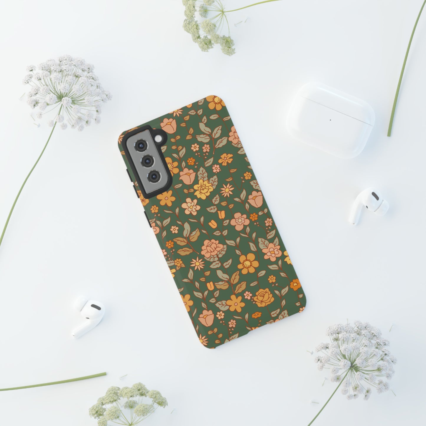 Green Old Fashioned Flowers | Tough Phone Case