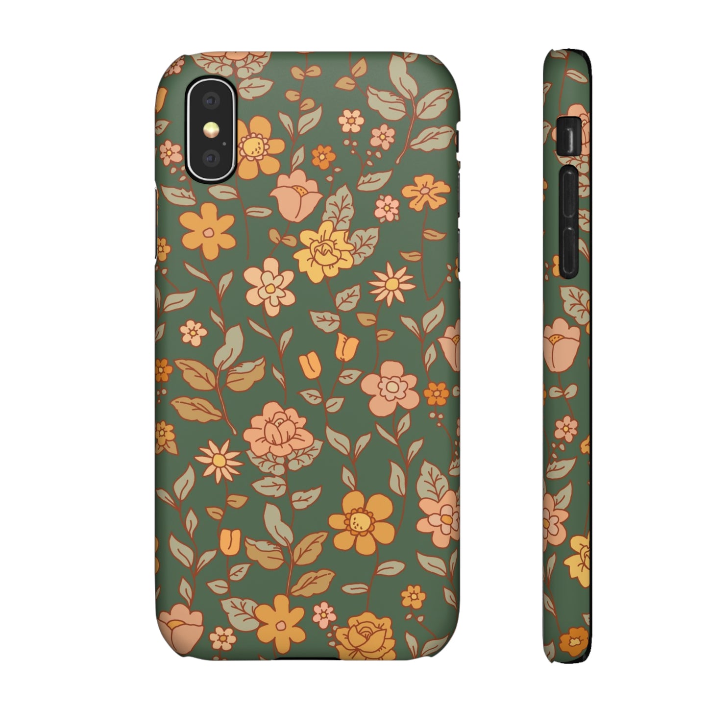 Green Old Fashioned Flowers / Snap Cases