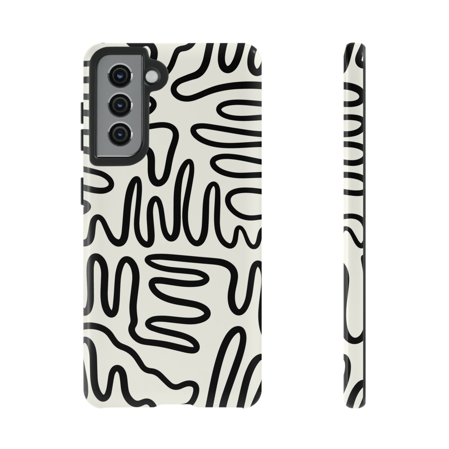 Black and White Squigles | Tough Phone Case