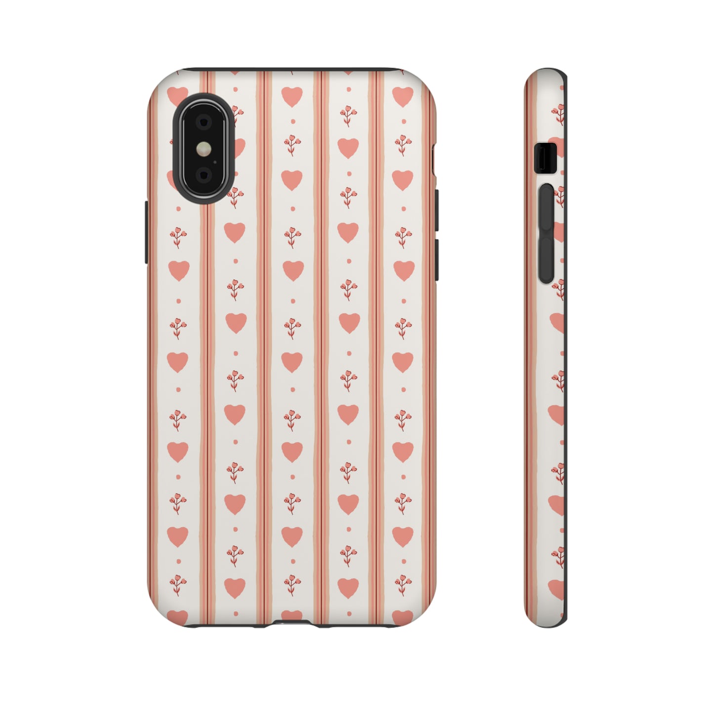 Light Pink Vintage Heart Pattern | Tough Phone Case