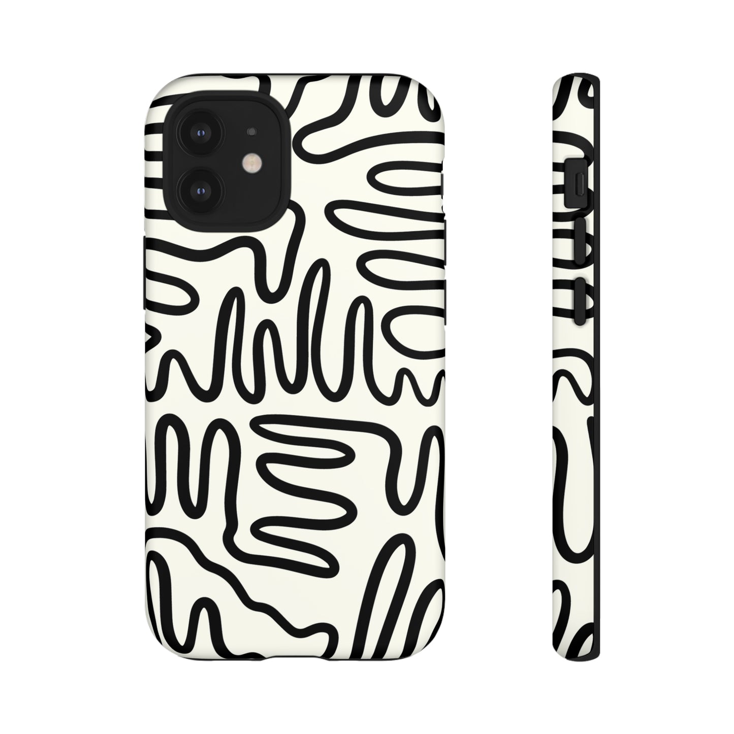 Black and White Squigles | Tough Phone Case