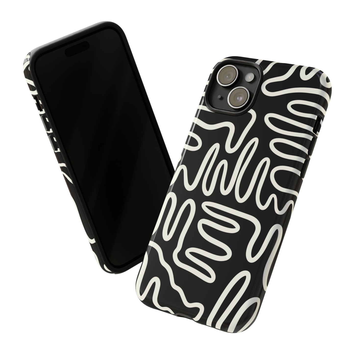 White and Black Squigles | Tough Phone Case