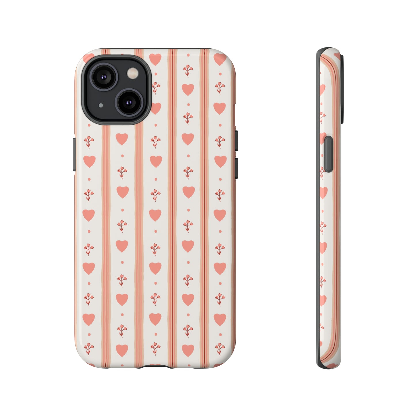 Light Pink Vintage Heart Pattern | Tough Phone Case