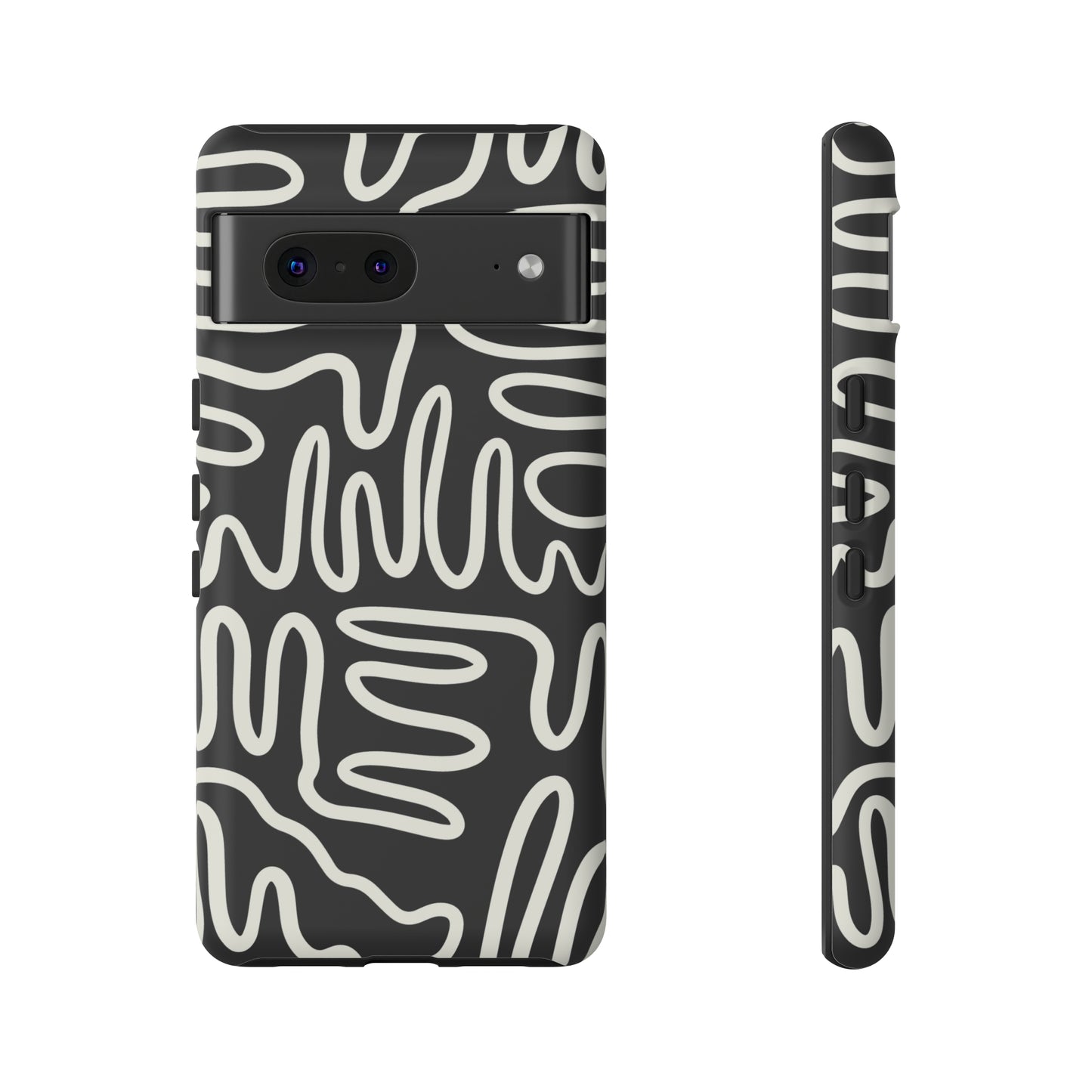 White and Black Squigles | Tough Phone Case