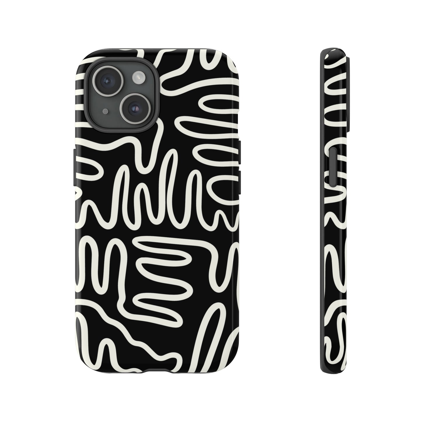 White and Black Squigles | Tough Phone Case