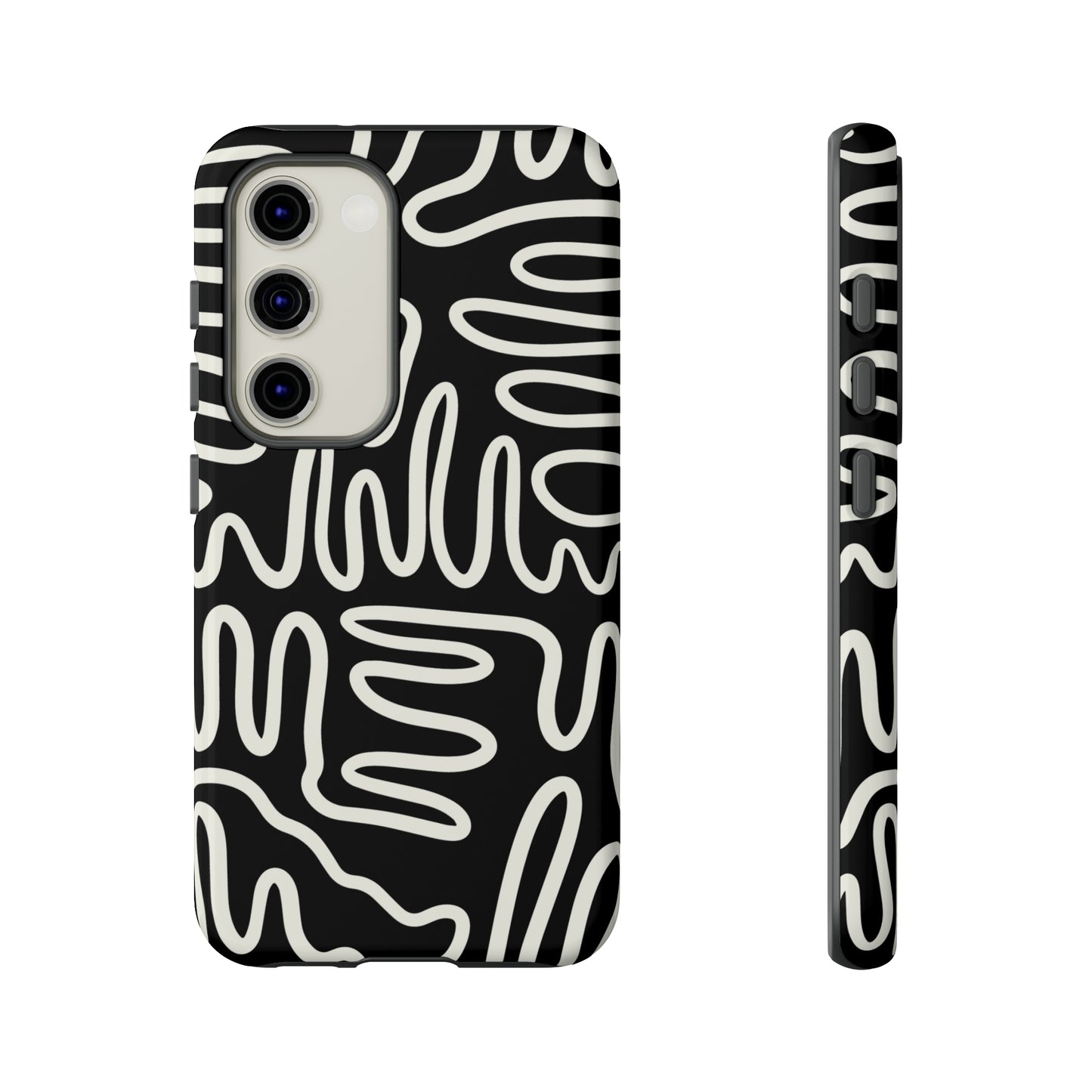 White and Black Squigles | Tough Phone Case