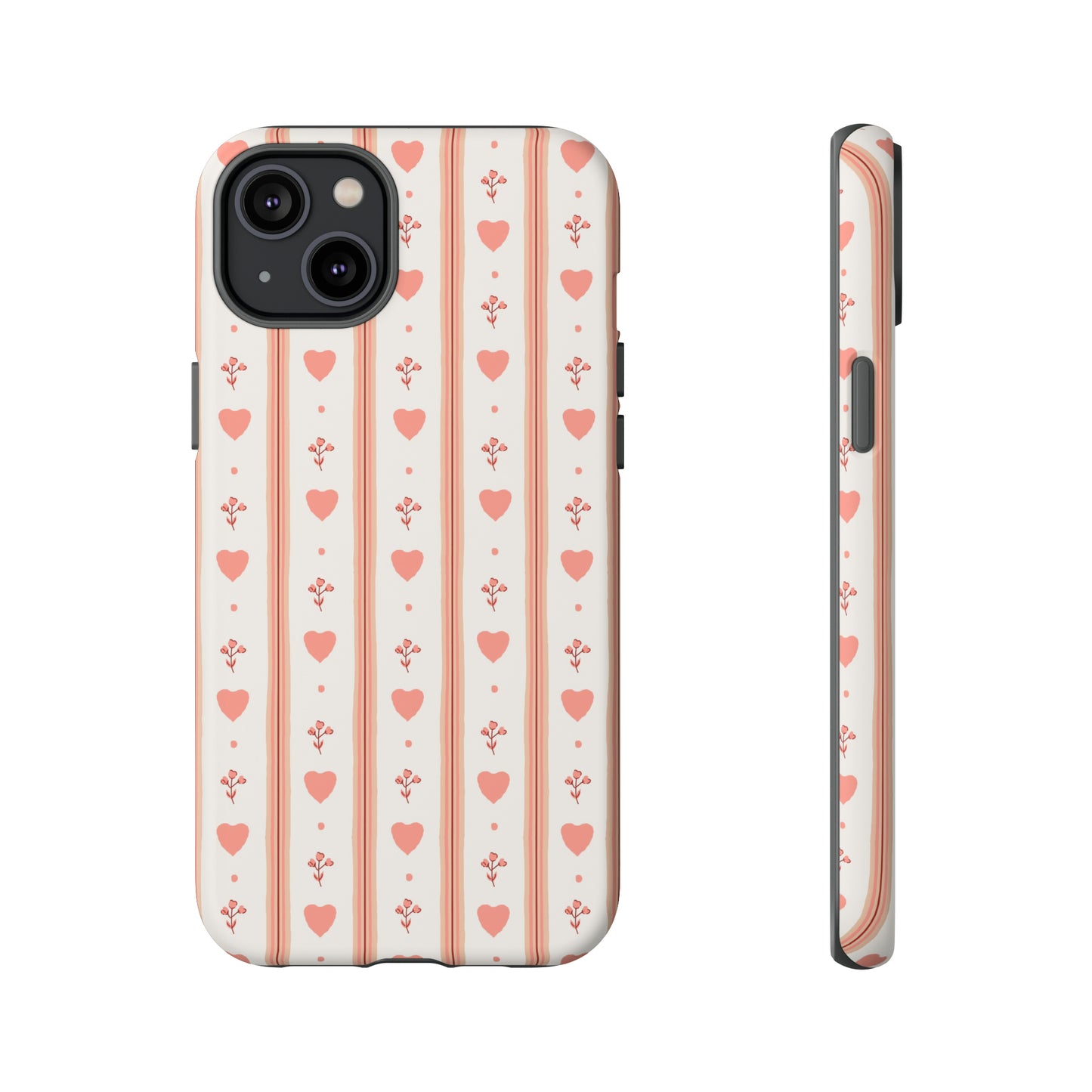 Light Pink Vintage Heart Pattern | Tough Phone Case