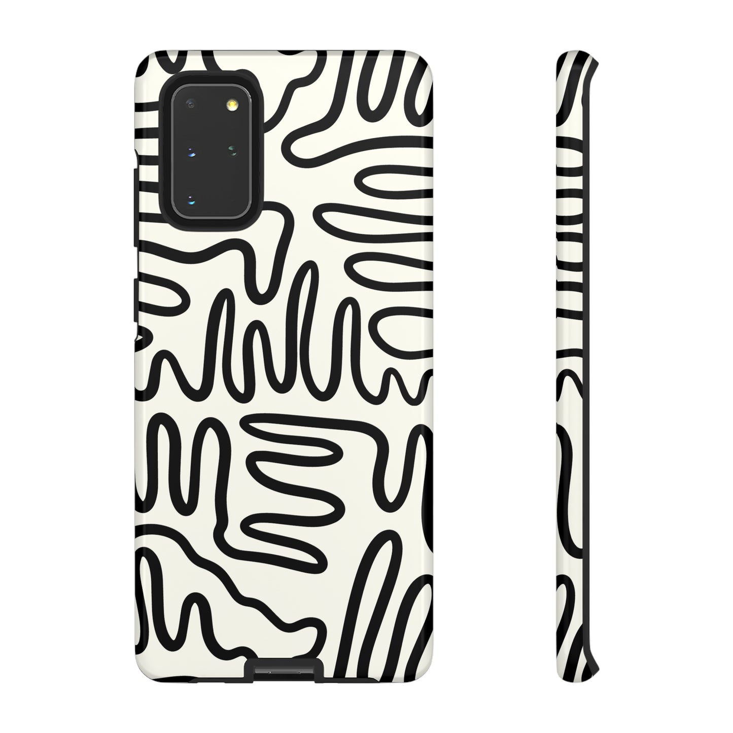 Black and White Squigles | Tough Phone Case