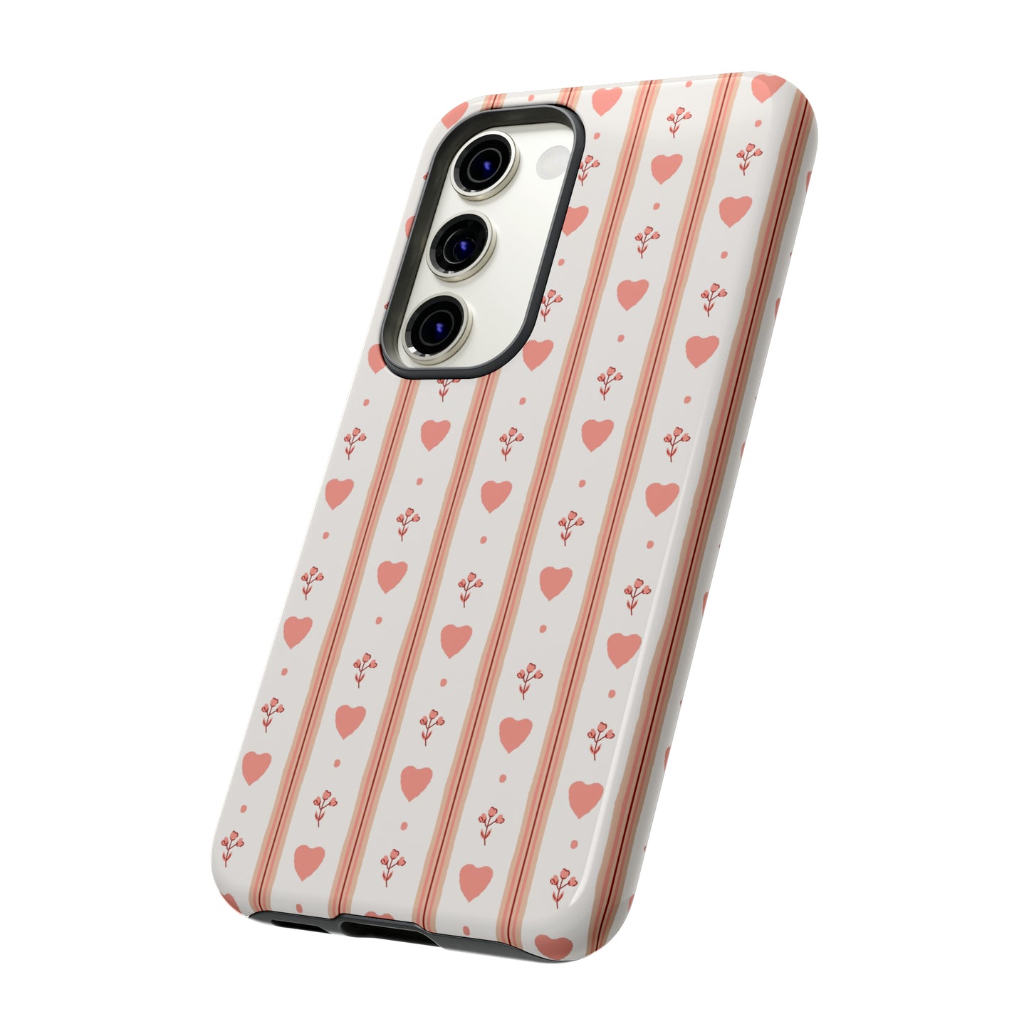 Light Pink Vintage Heart Pattern | Tough Phone Case