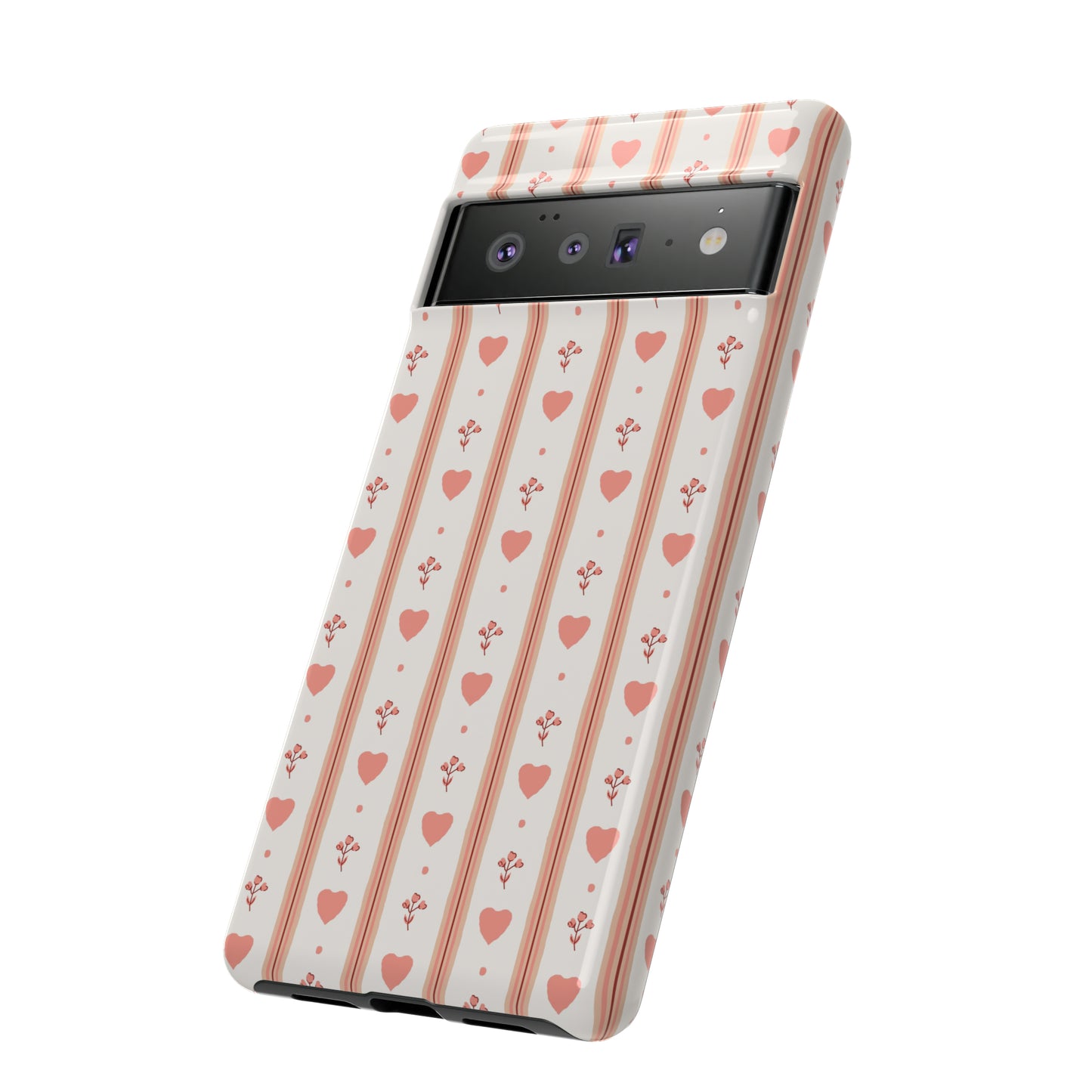 Light Pink Vintage Heart Pattern | Tough Phone Case