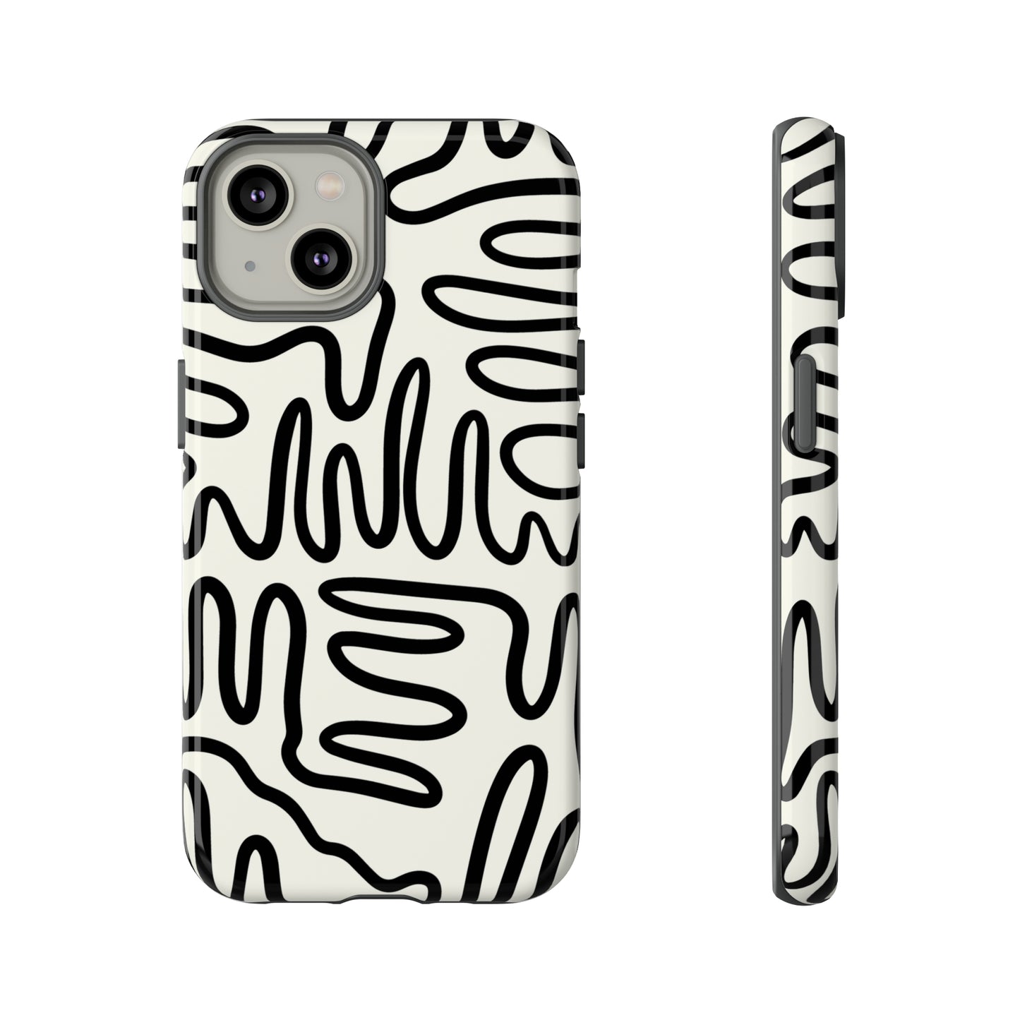 Black and White Squigles | Tough Phone Case