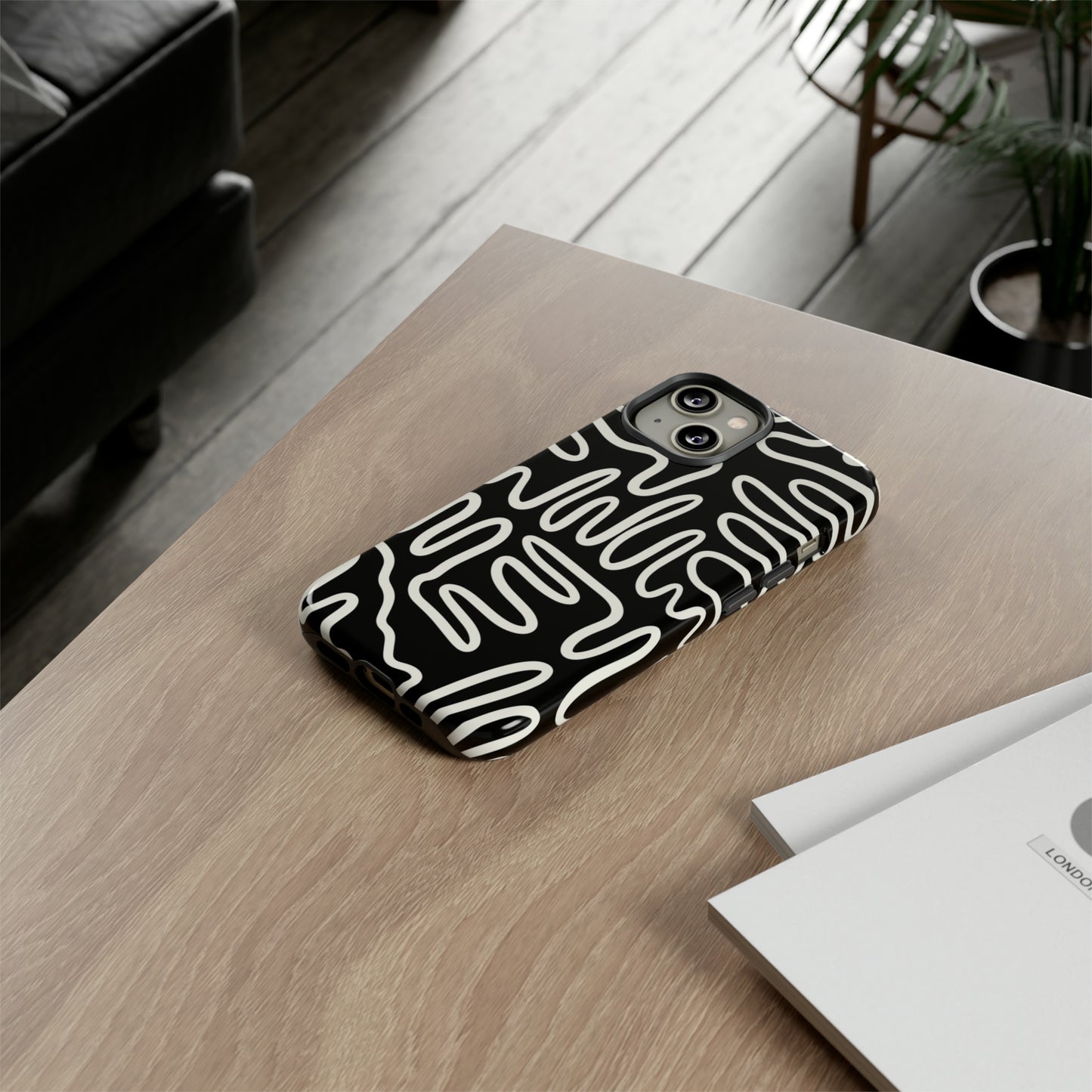 White and Black Squigles | Tough Phone Case