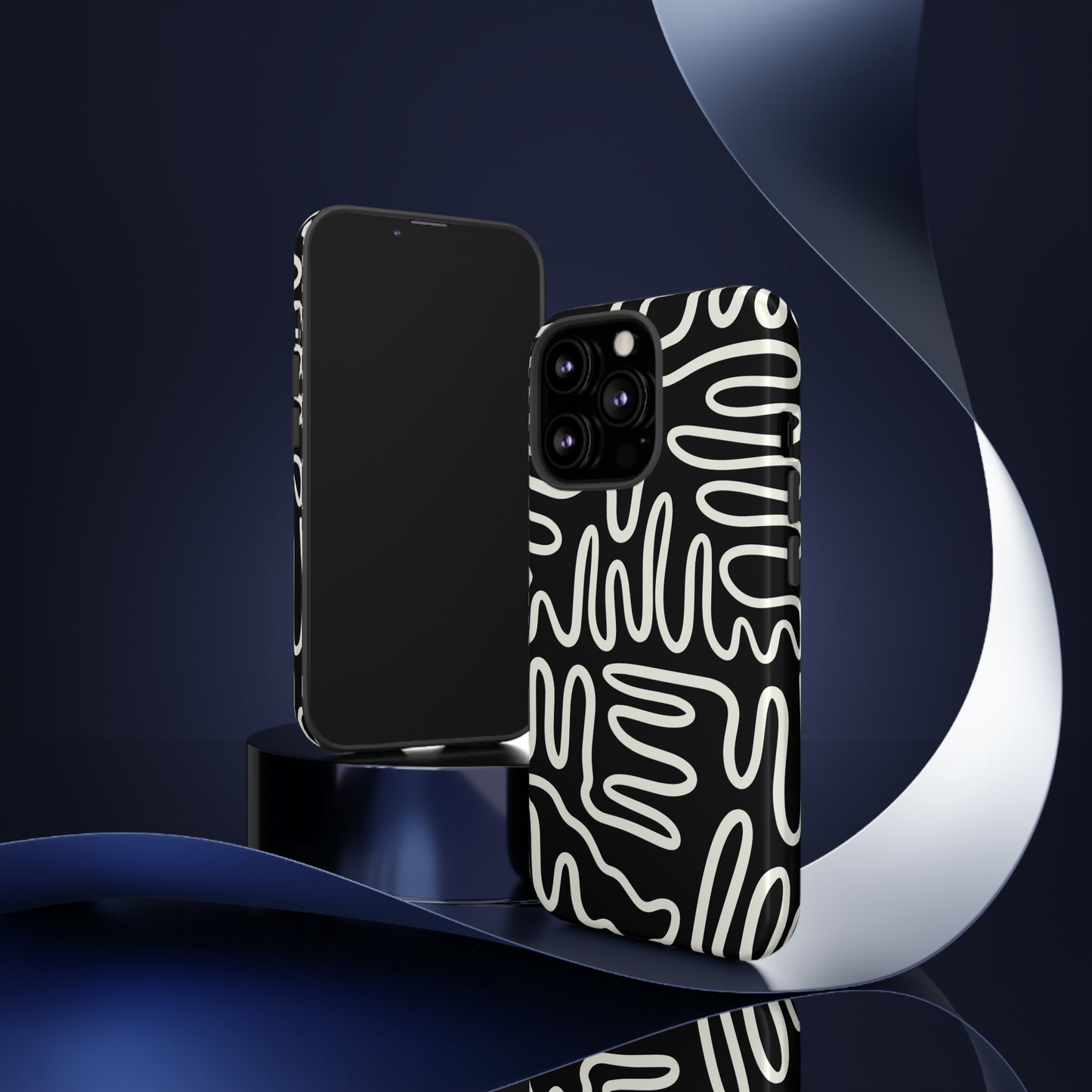 White and Black Squigles | Tough Phone Case