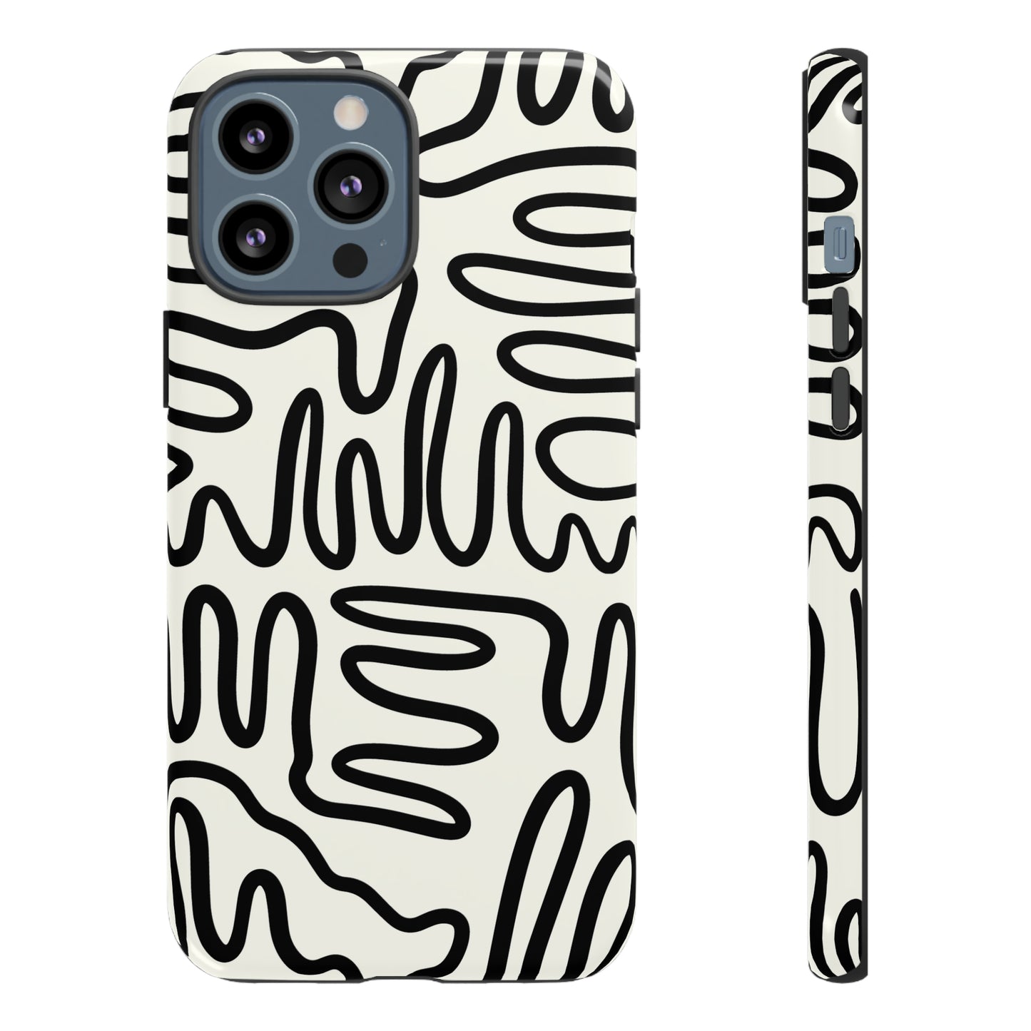 Black and White Squigles | Tough Phone Case