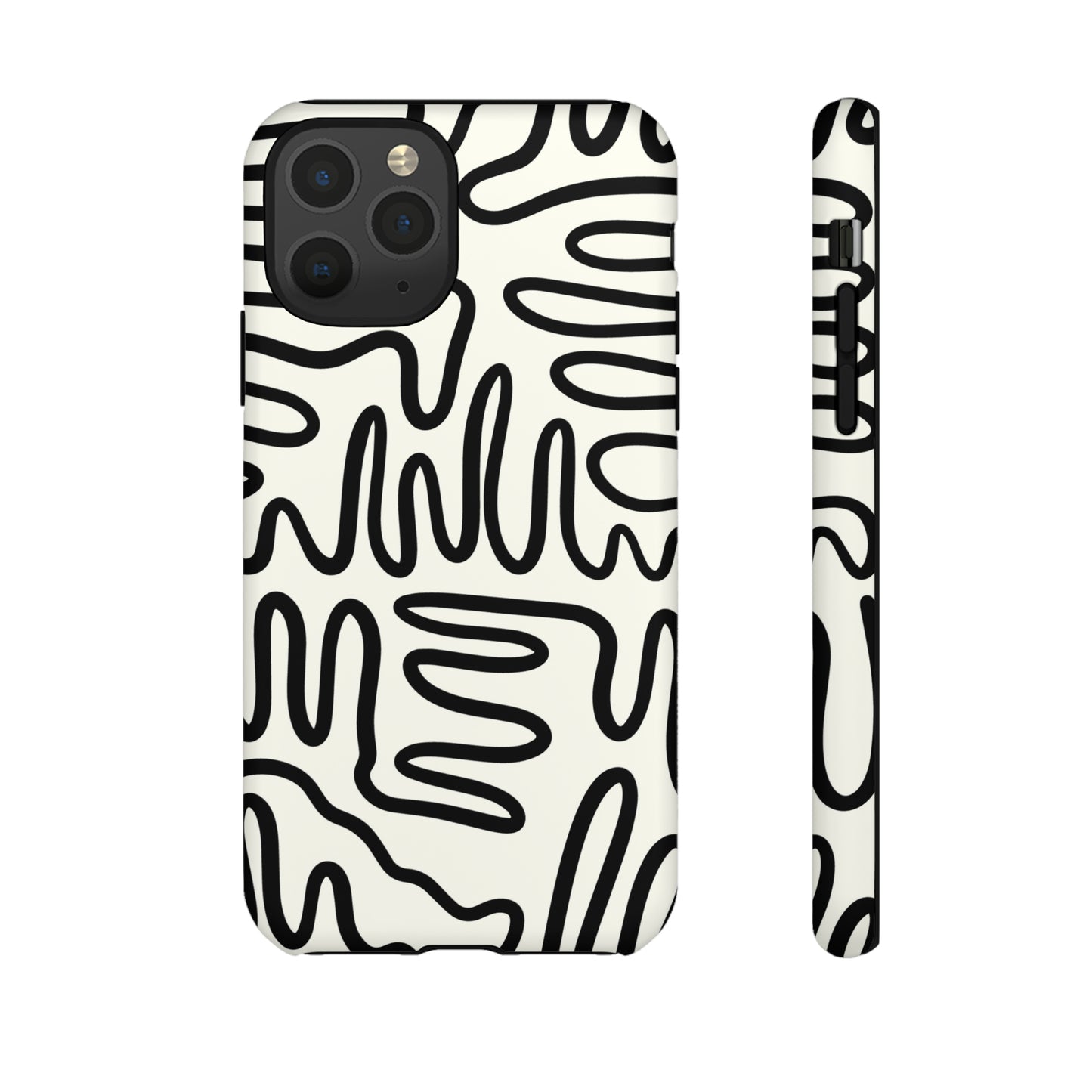 Black and White Squigles | Tough Phone Case