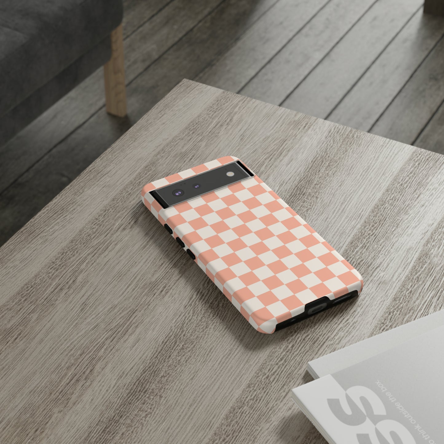 Light Peach Checkers | Tough Phone Case