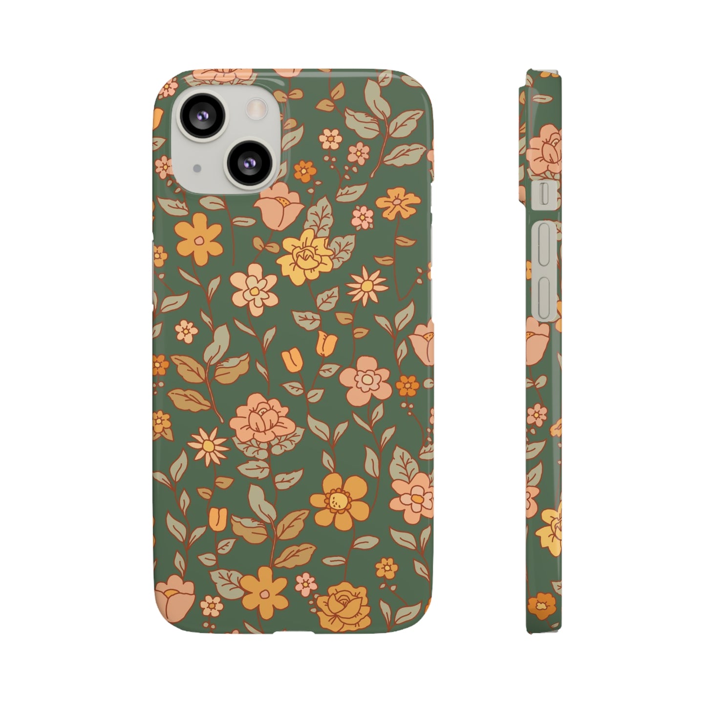 Green Old Fashioned Flowers / Snap Cases