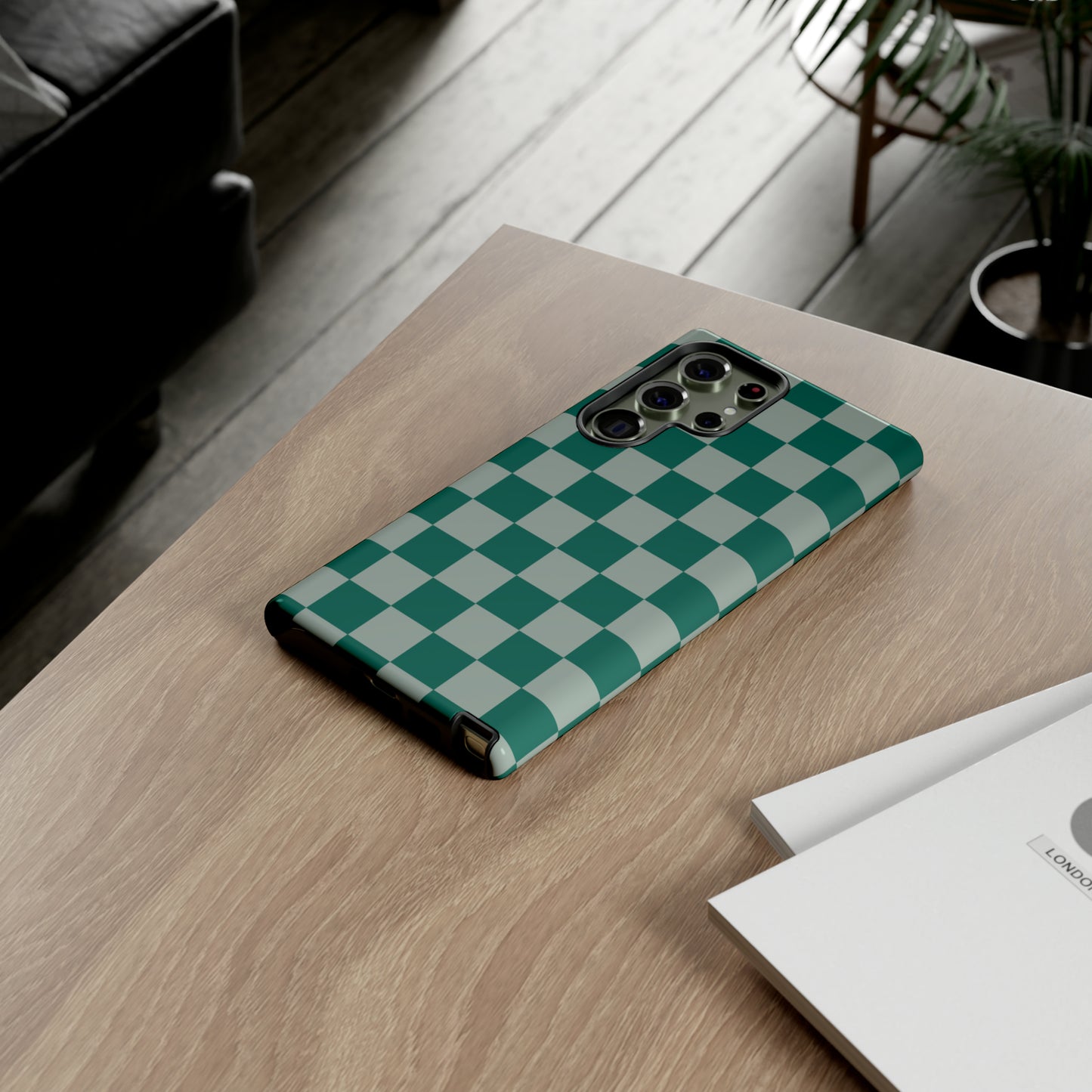 Green on Green Checkerboard | Tough Phone Case