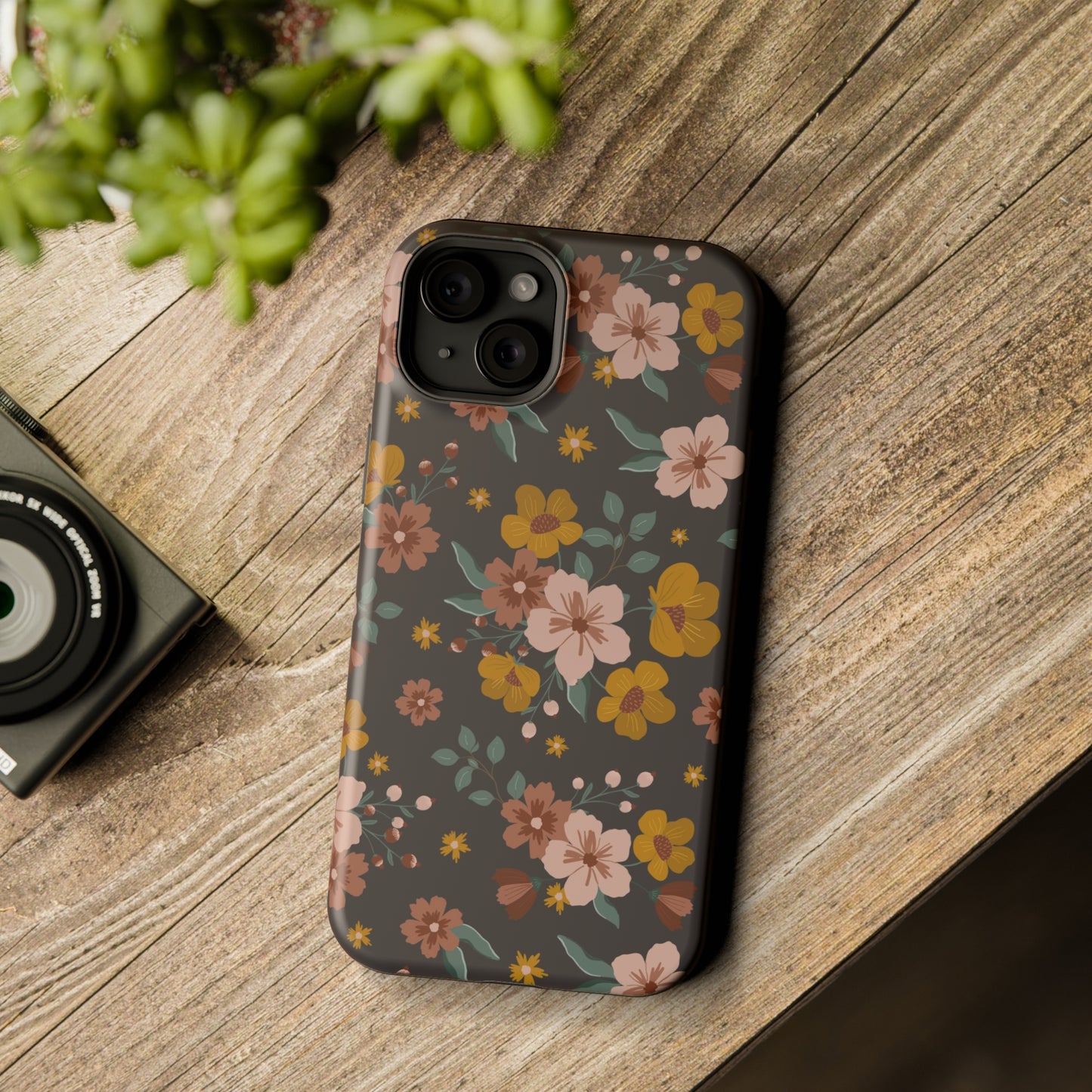 Black Faded Flowers | MagSafe Phone Cases